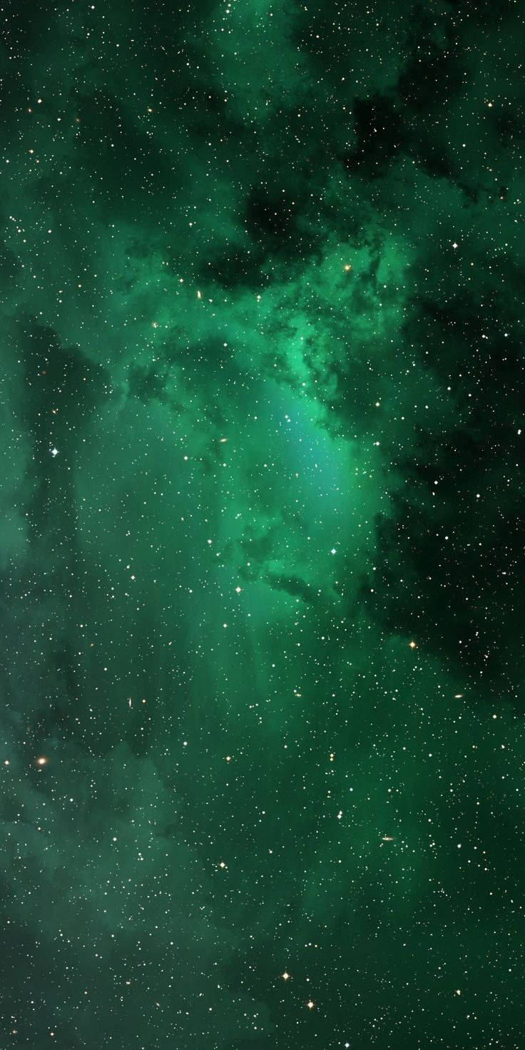 emerald green, cosmic nebula, stars, HD Phone Wallpaper