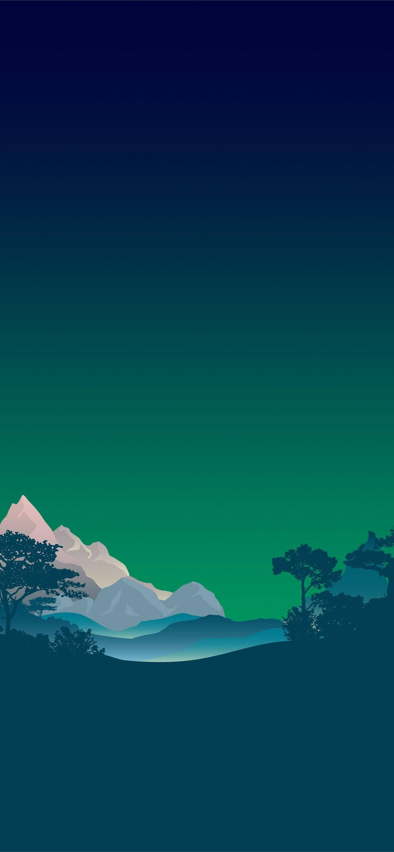 Snowy Mountain, Green iPhone, teal and navy sky, 2K Phone Wallpaper