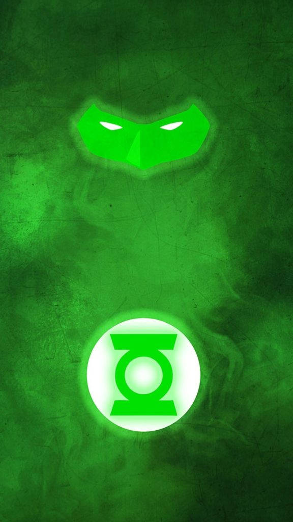 Neon Superhero Design, green iPhone, glowing green lantern symbol, SD Phone Wallpaper