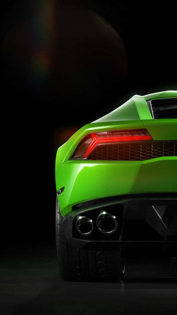 Green Lamborghini, rear end, red taillights, HD Phone Wallpaper