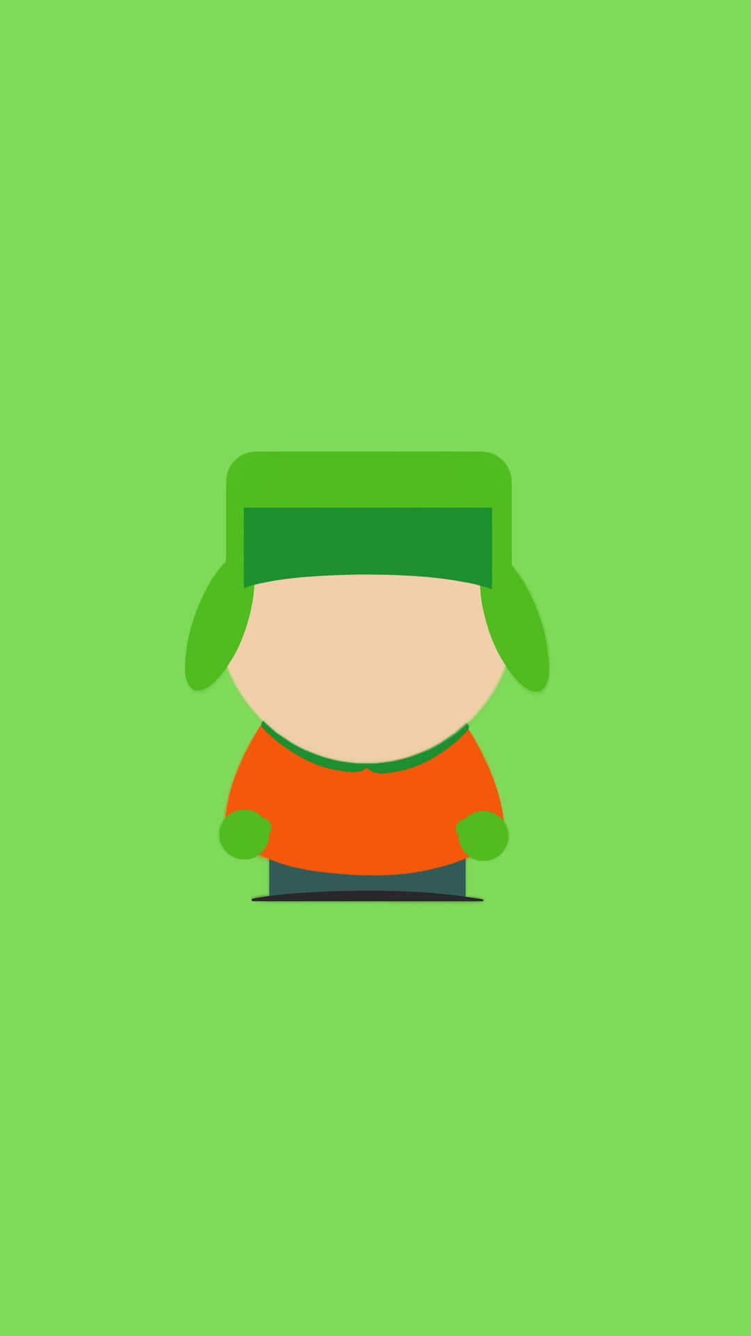 green hat, orange shirt, solid green background, Full HD Phone Wallpaper