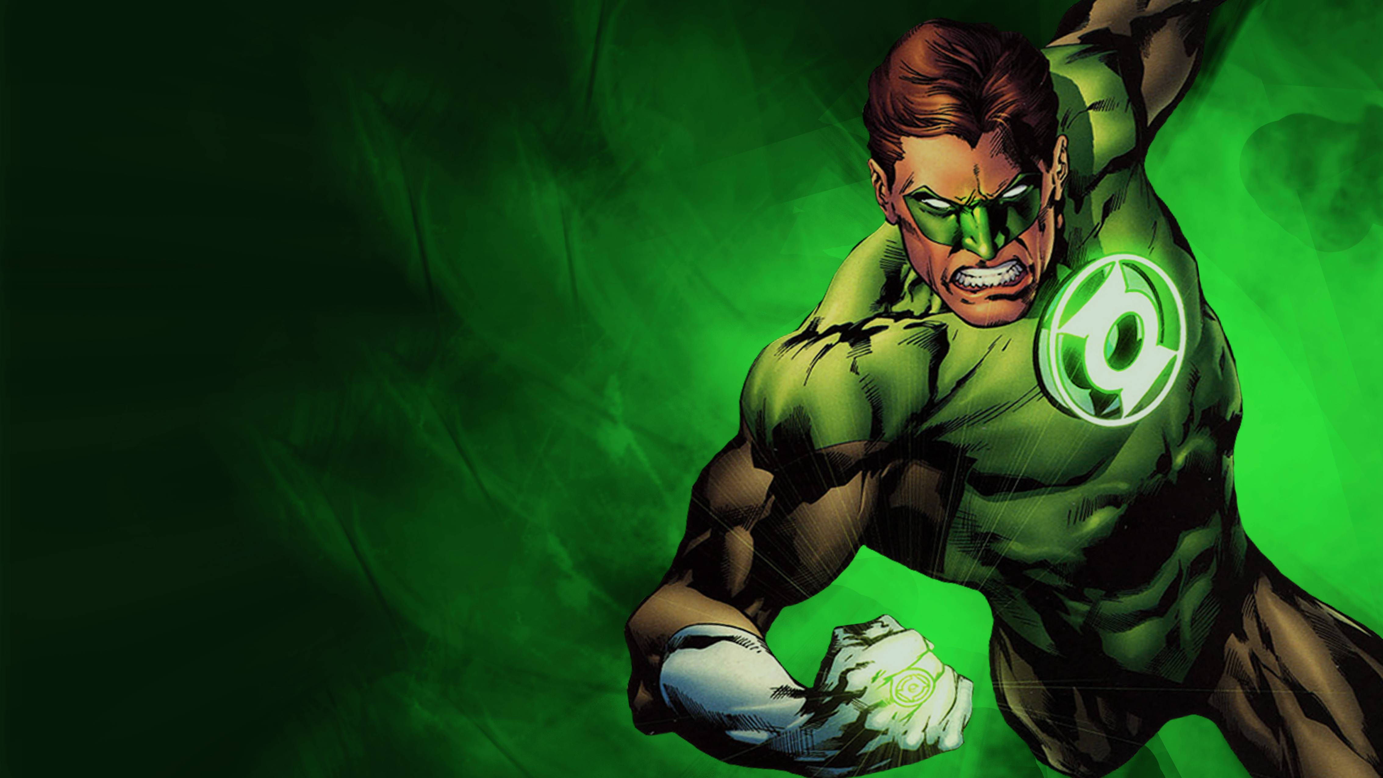 Green Lantern, muscular, green energy background, 4K Desktop Wallpaper