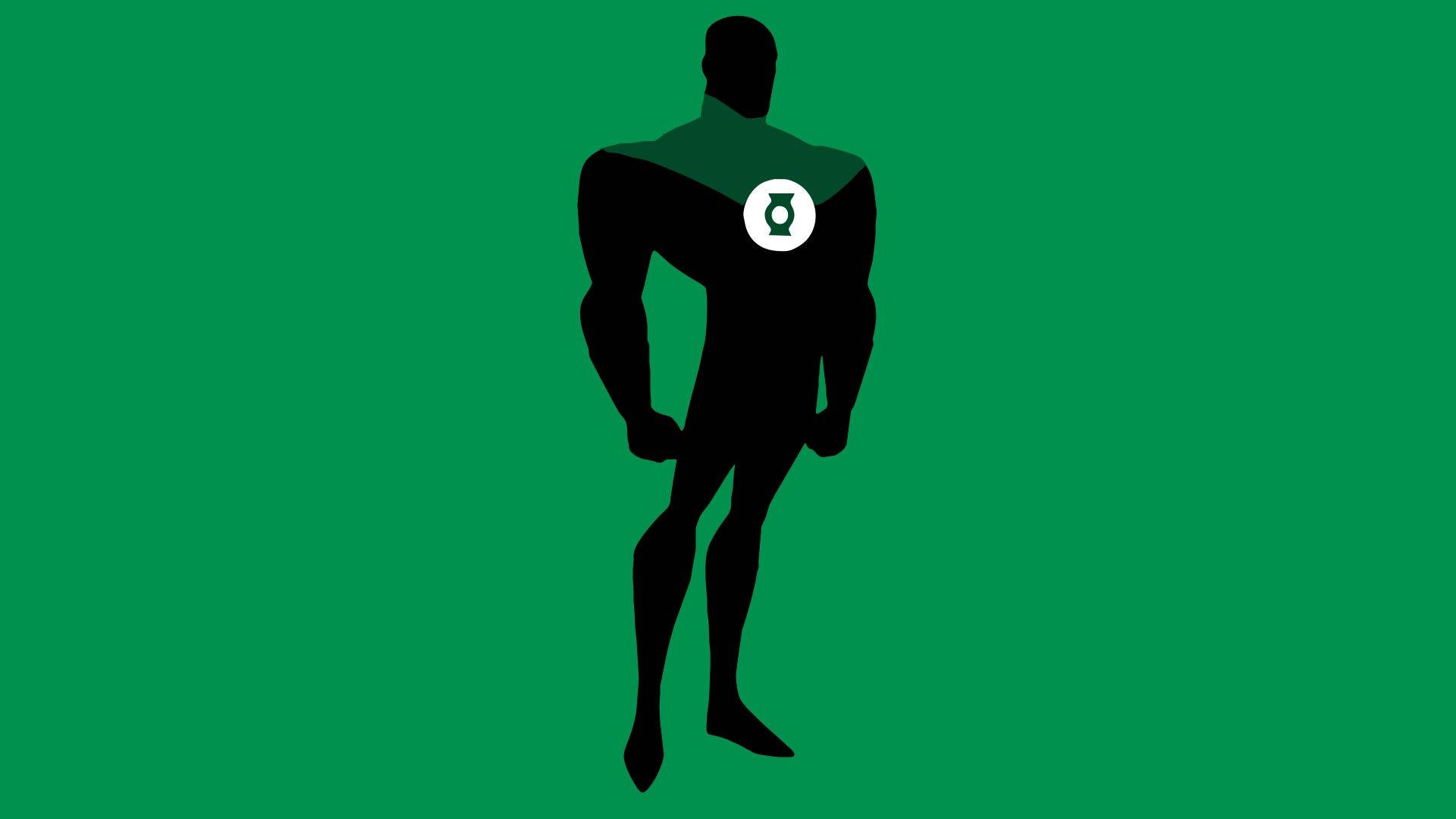 Green Lantern, silhouette, muscular superhero, Full HD Desktop Wallpaper