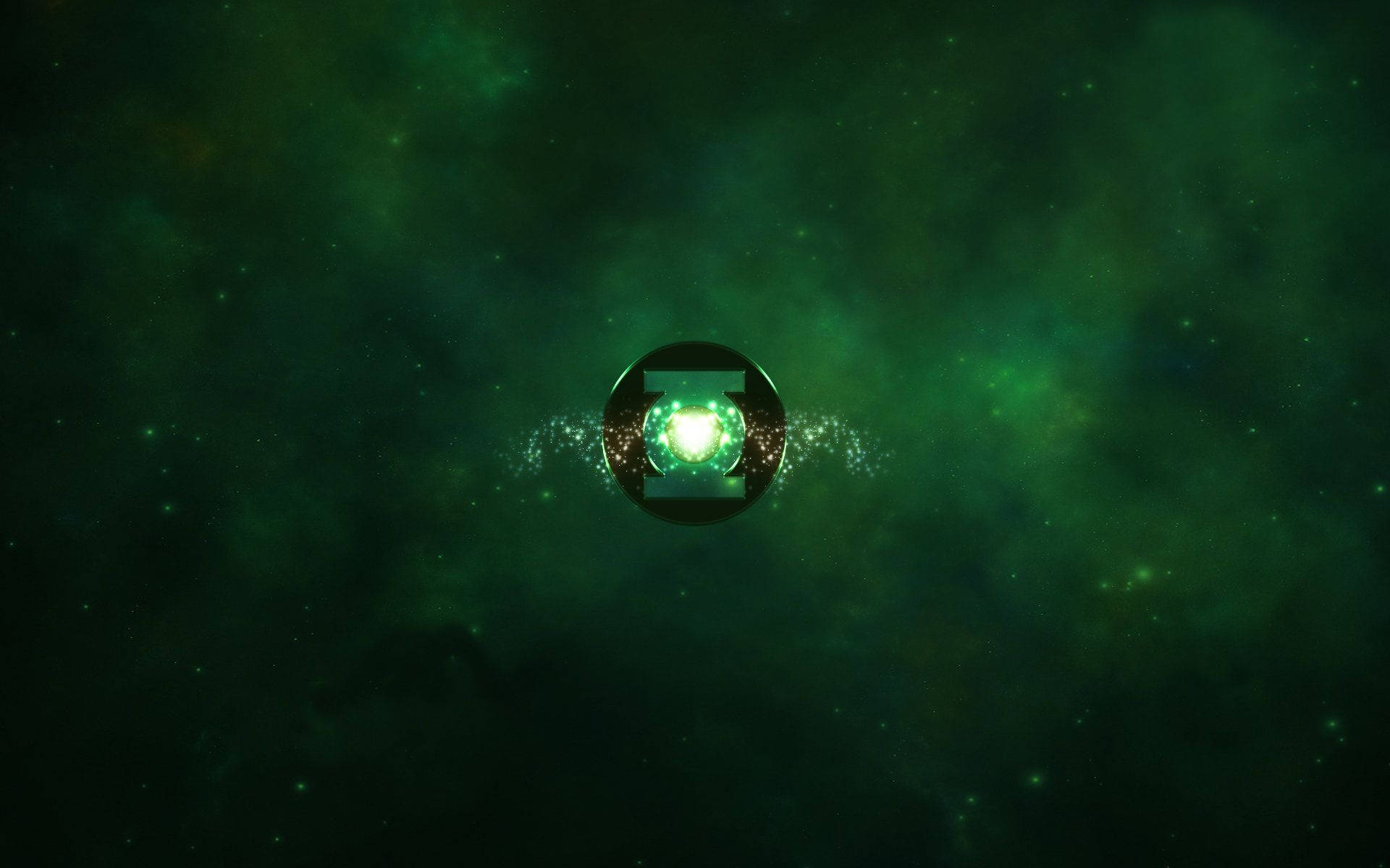Green Lantern, glowing green lantern symbol, cosmic nebula, Full HD Desktop Wallpaper