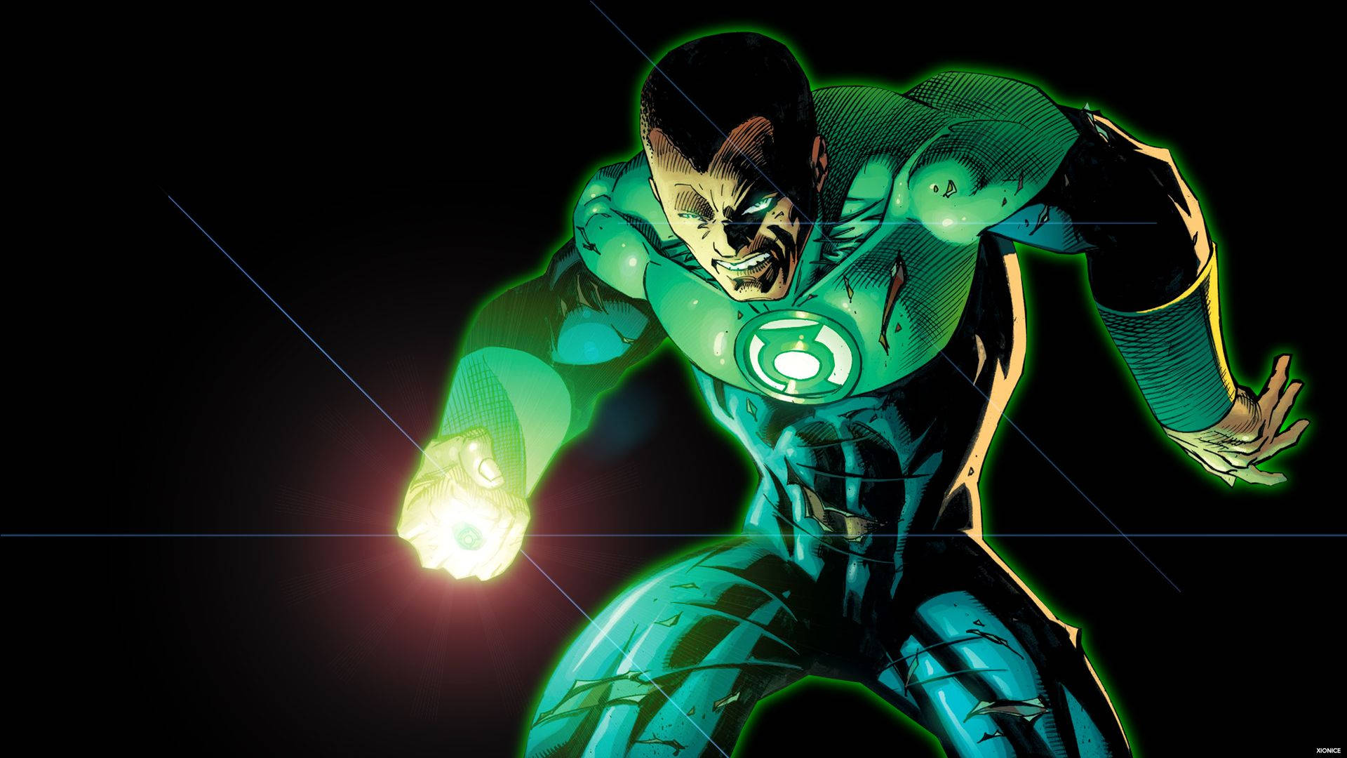 Green Lantern, glowing green armor, power ring, Full HD Desktop Wallpaper