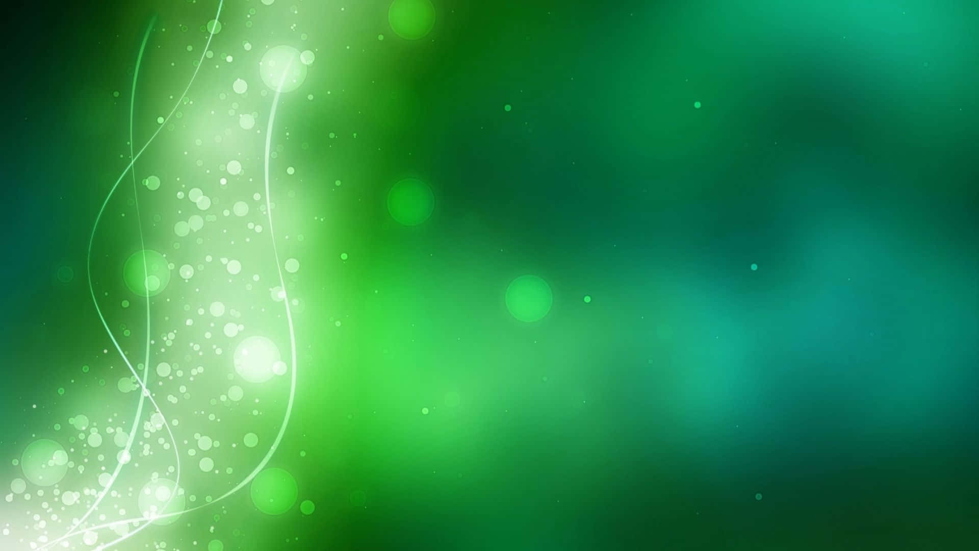 green gradient, glowing white swirls, bokeh lights, Full HD Desktop Wallpaper