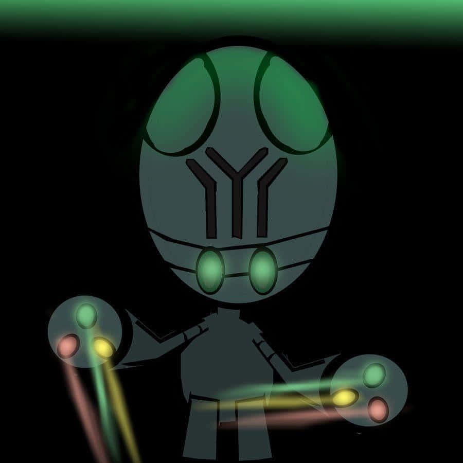 Glowing Pokémon Elgyem, green, large eyes, SD Desktop Wallpaper