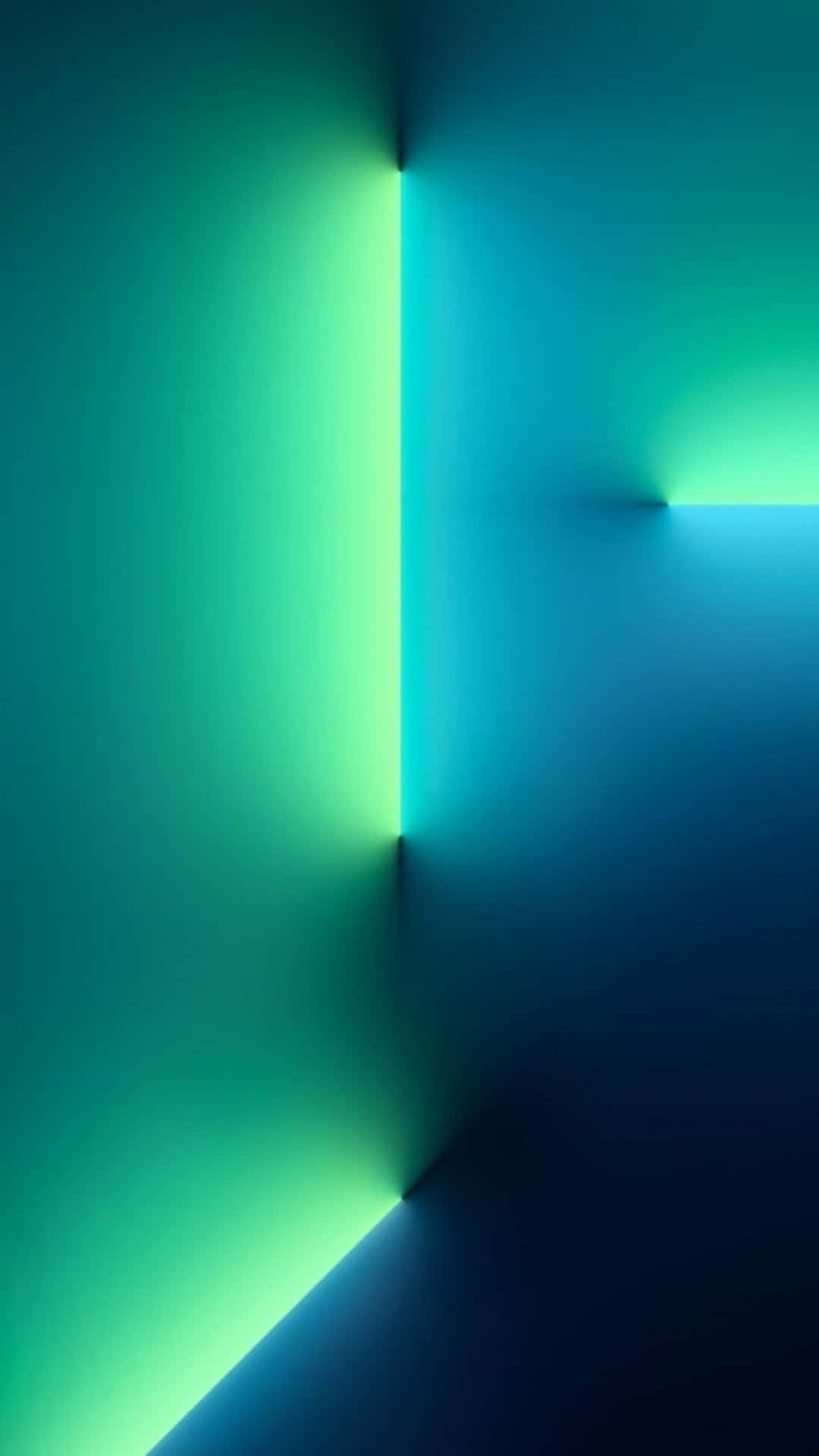 neon green, blue light beams, minimalist geometric corner, Full HD Phone Wallpaper