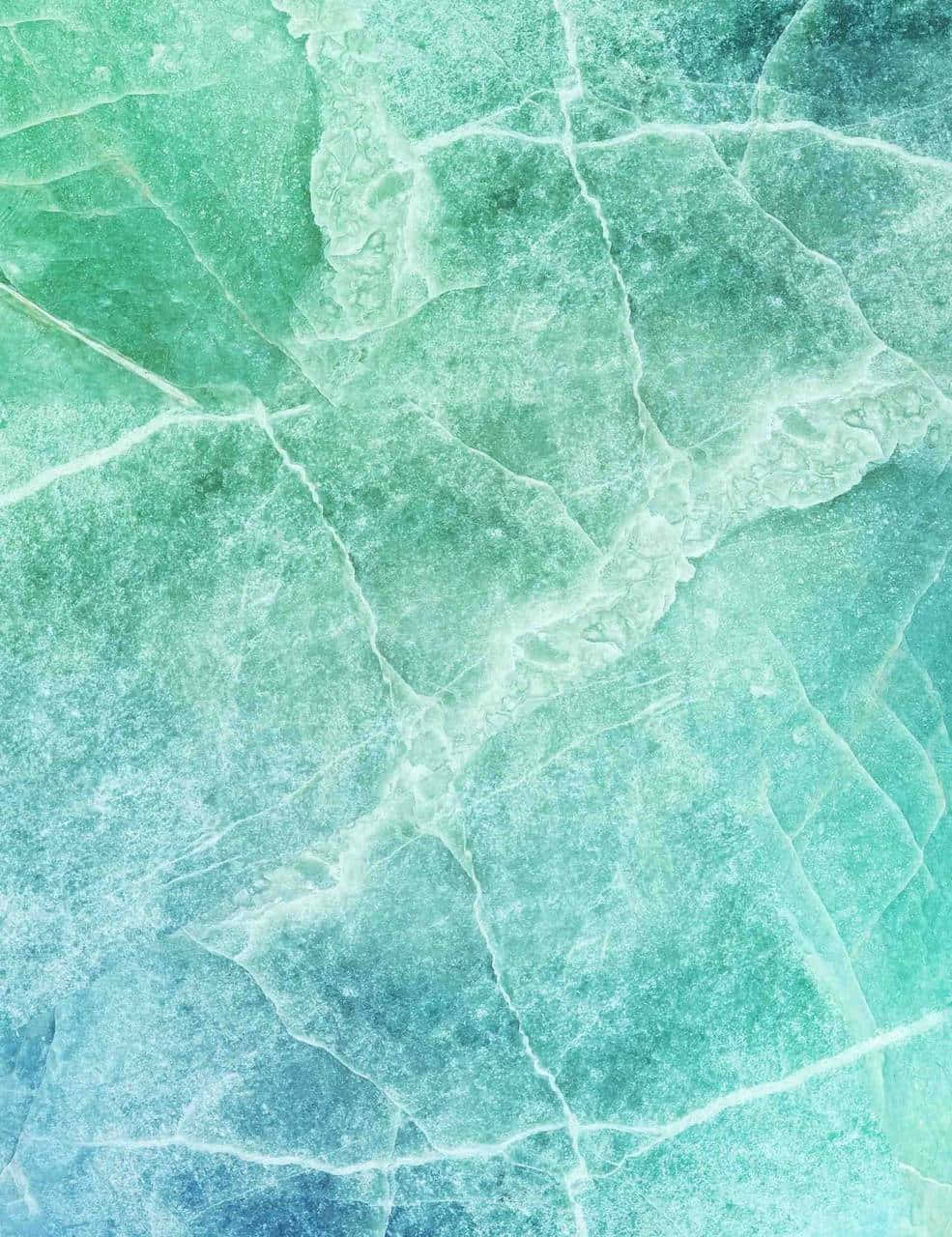 Green Marble, translucent turquoise ice formation, intricate white crack patterns, HD Phone Wallpaper