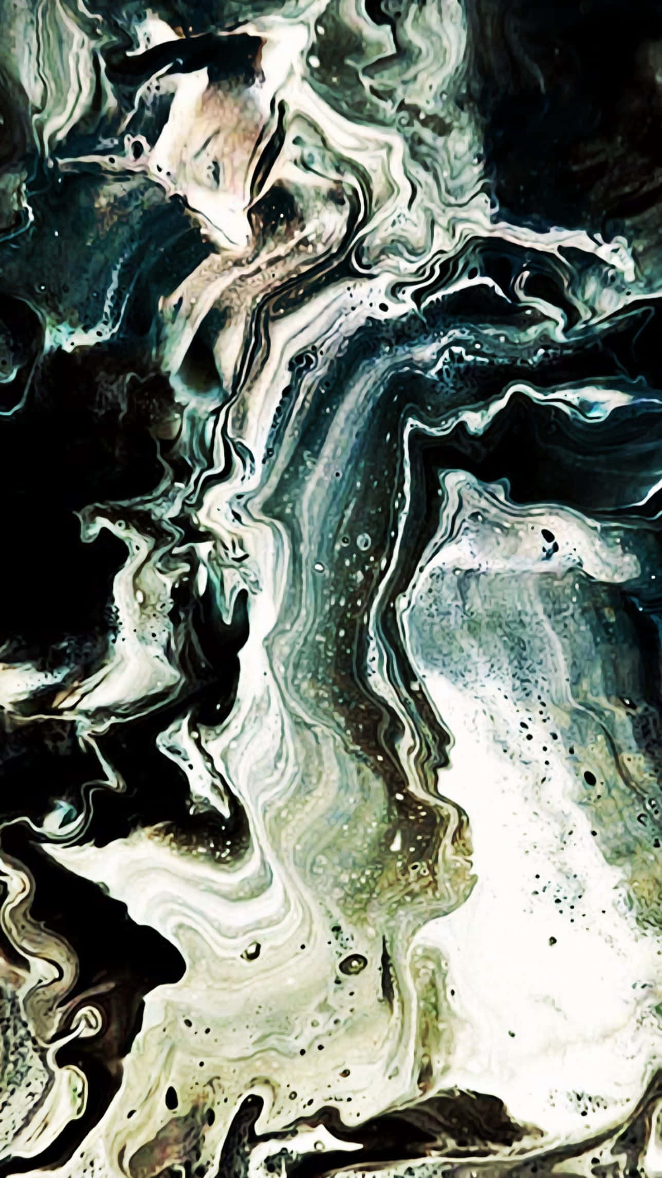 abstract green marble swirls, black teal, cream, Full HD Phone Wallpaper