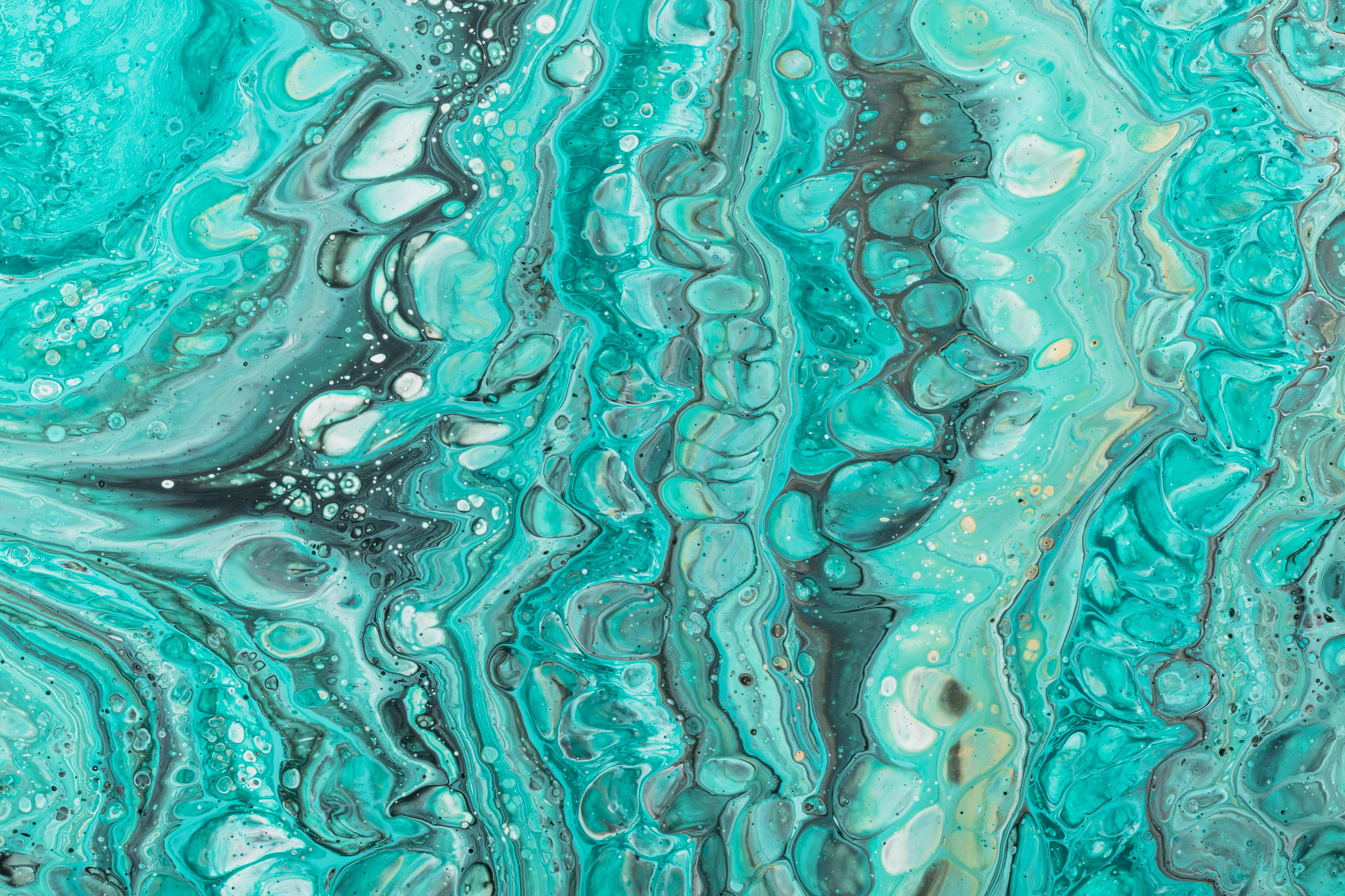 Marble 4K Green Abstract Texture, teal, white, 5K Desktop Wallpaper