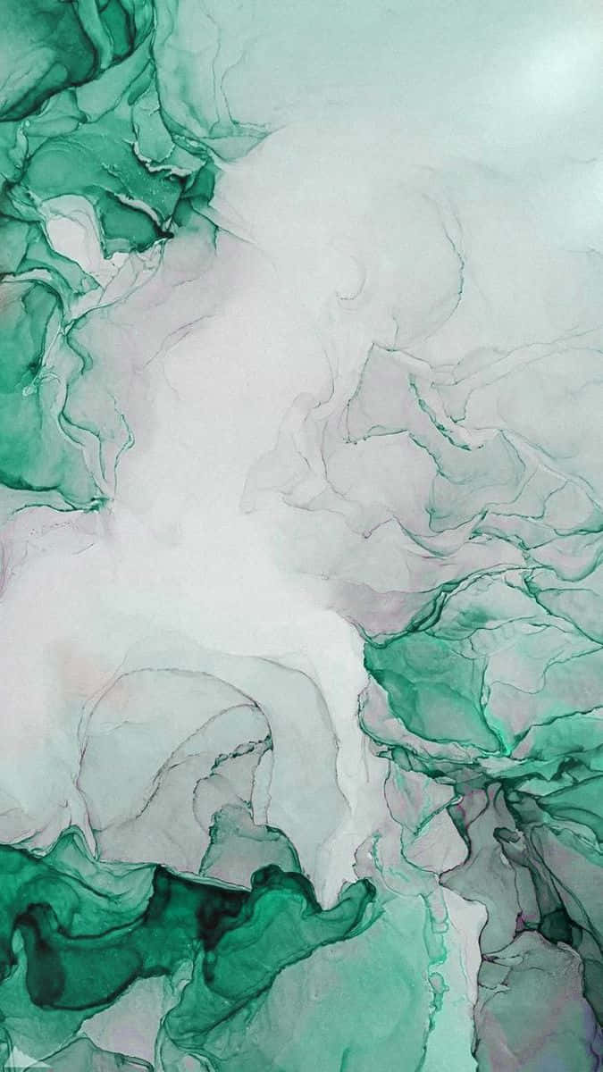 mint green marble, emerald green, white inks, SD Phone Wallpaper