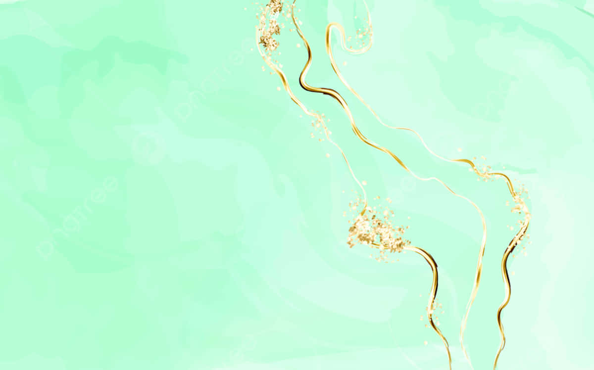 abstract green gold marble texture, golden glittery ribbons, soft mint green watercolor background, SD Desktop Wallpaper