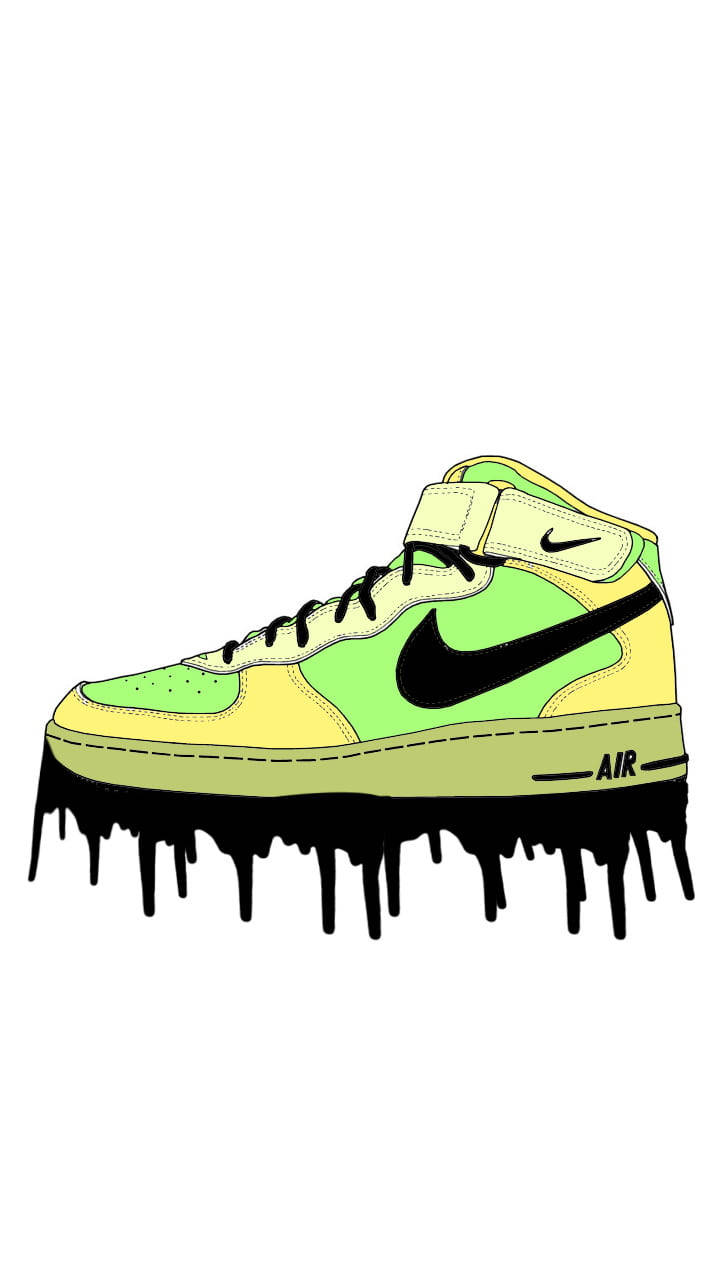 lime green, yellow high-top sneaker, black Nike swoosh, HD Phone Wallpaper