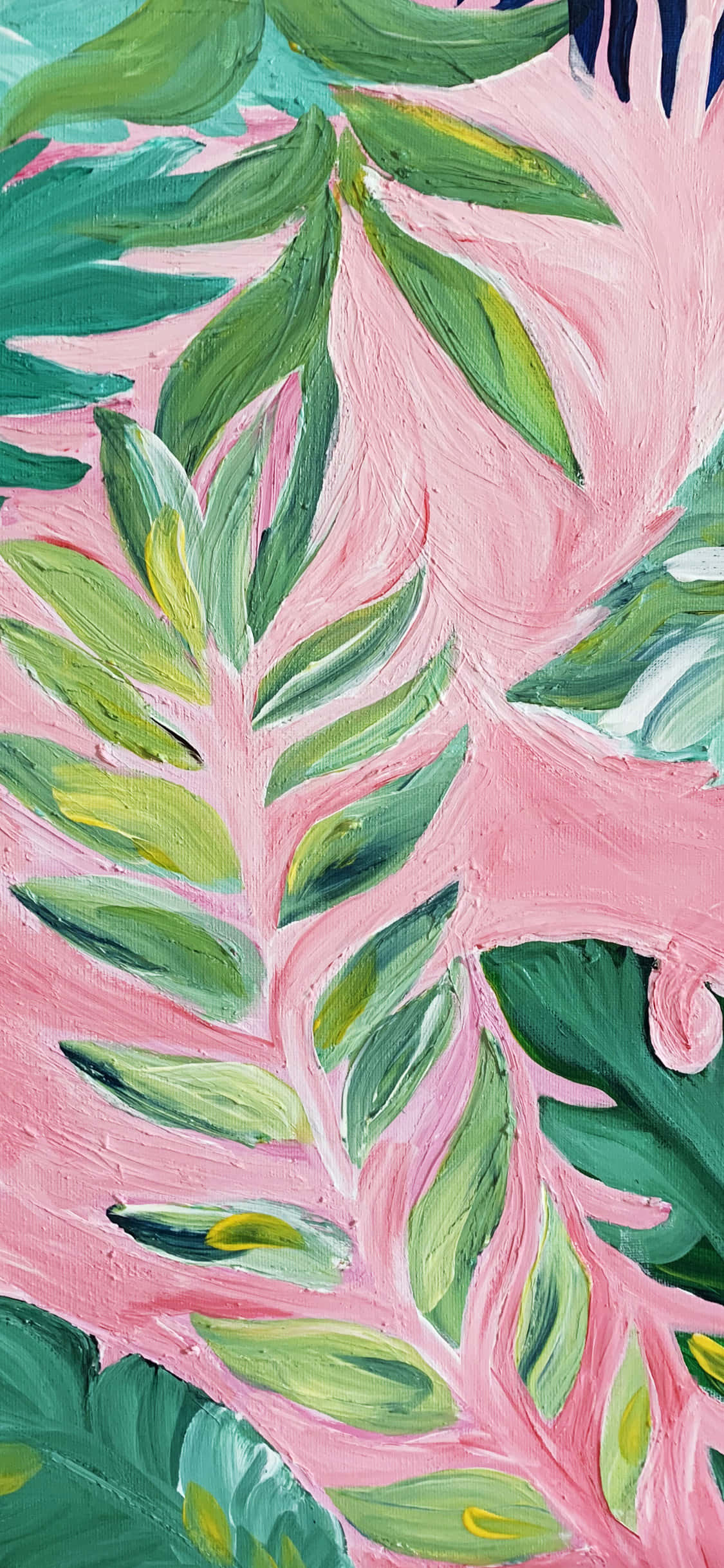 Green March, foliage, abstract painting, Full HD Phone Wallpaper