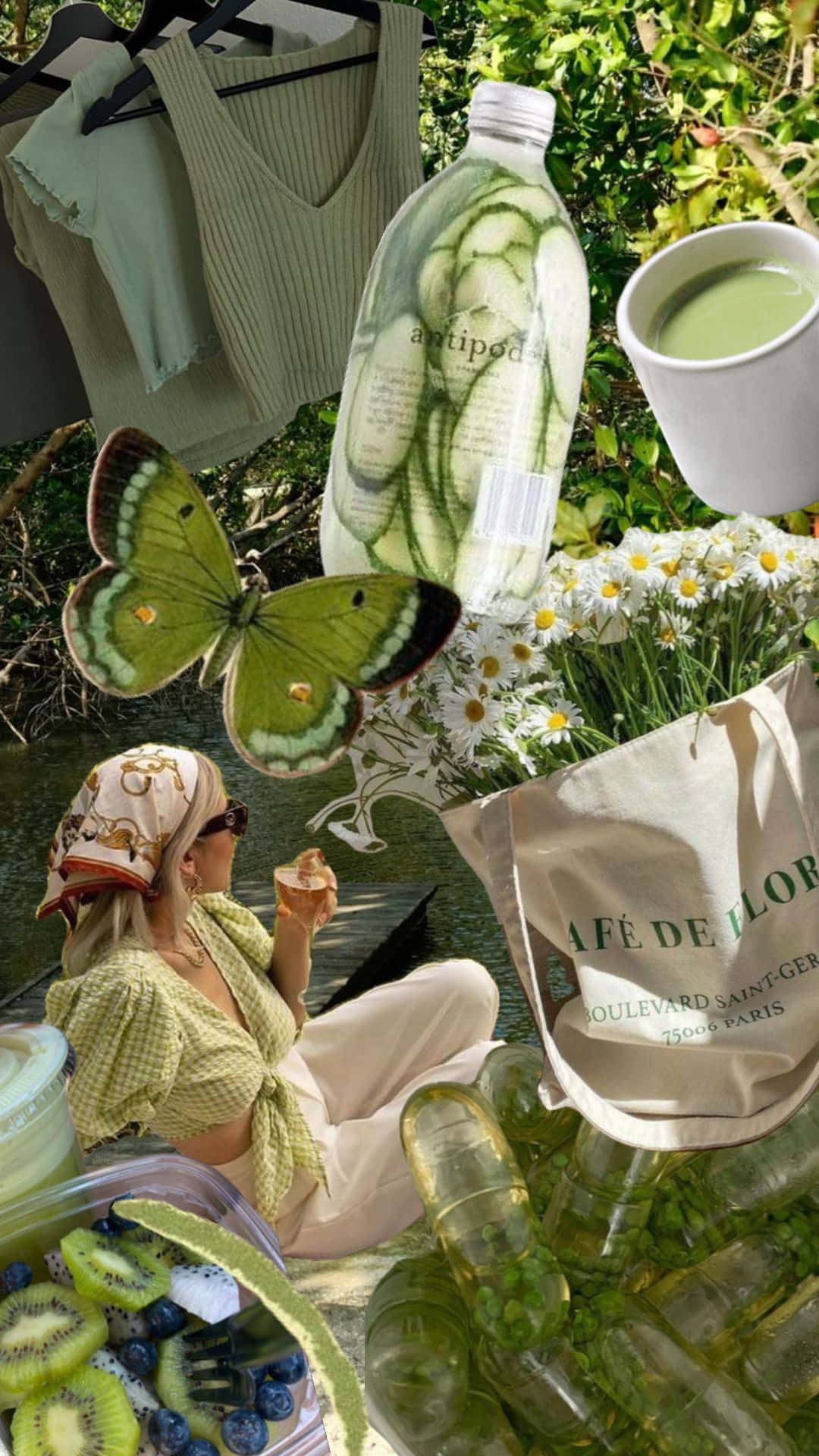 Green March Aesthetic, collage, greenery, Full HD Phone Wallpaper