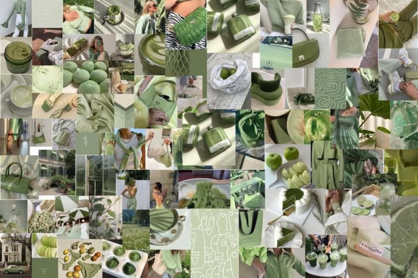 Green Aesthetic Collage, avocado products, fashion accessories, HD Desktop Wallpaper