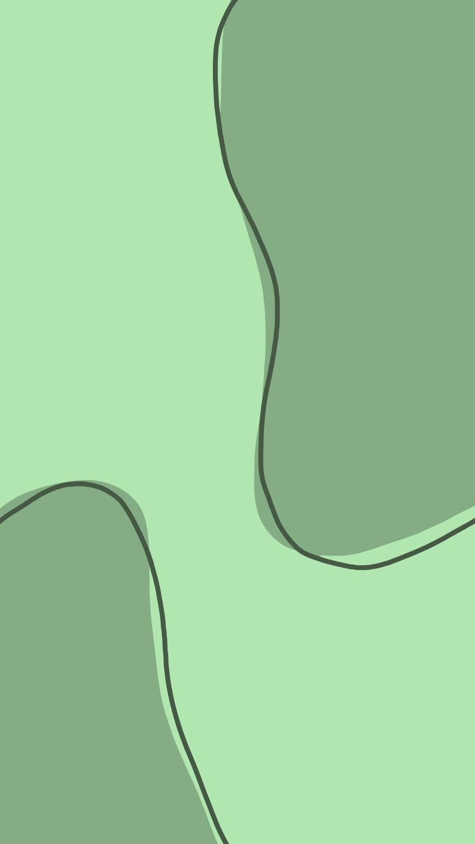 green minimal, flowing green shapes, black outline, HD Phone Wallpaper