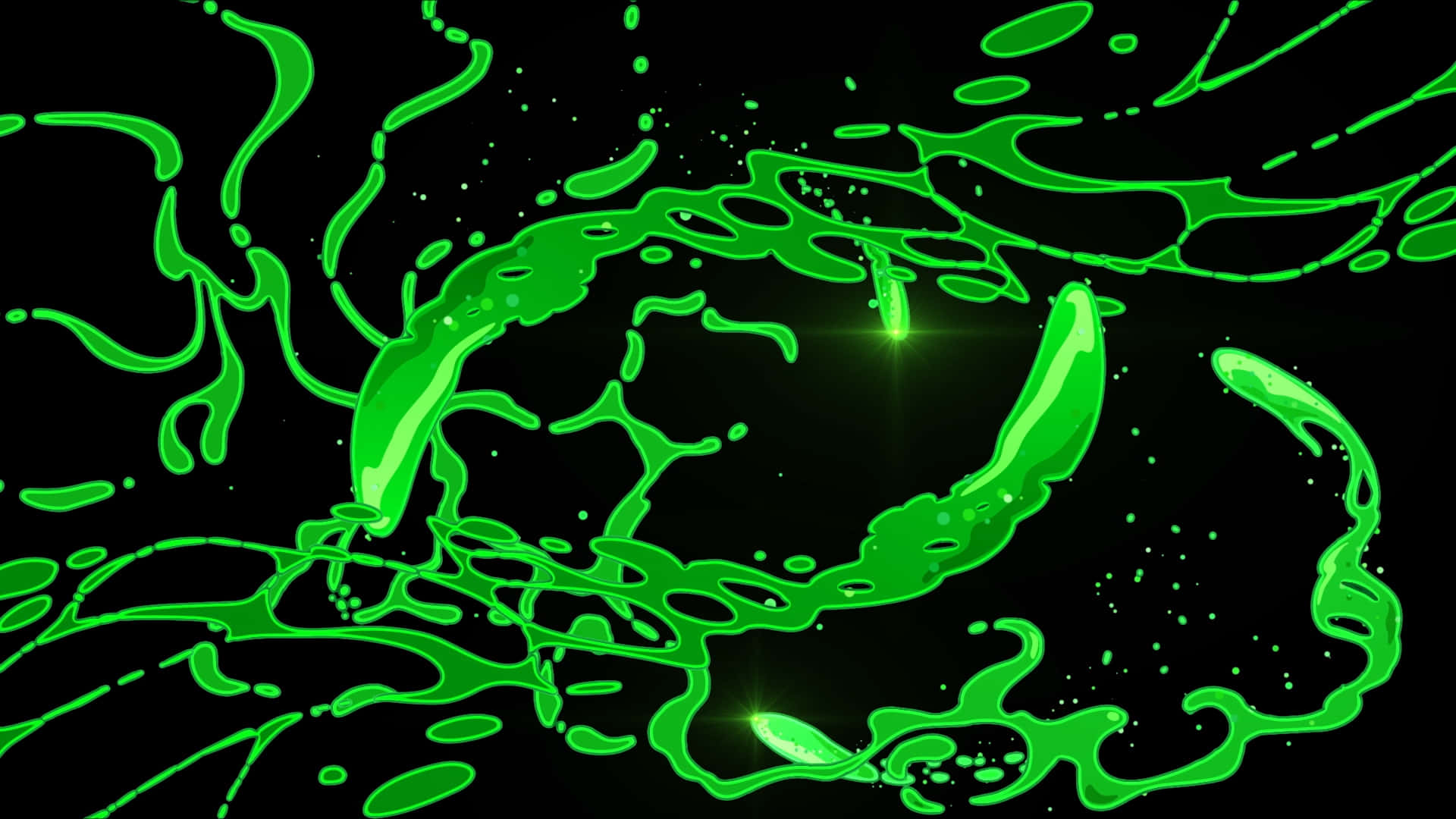 neon green, liquid splashes, stark black background, Full HD Desktop Wallpaper