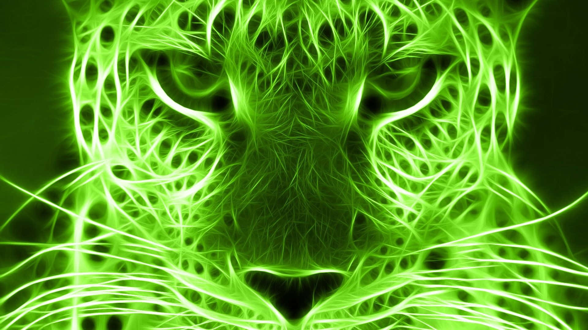 green phone, fractal pattern, lion, Full HD Desktop Wallpaper
