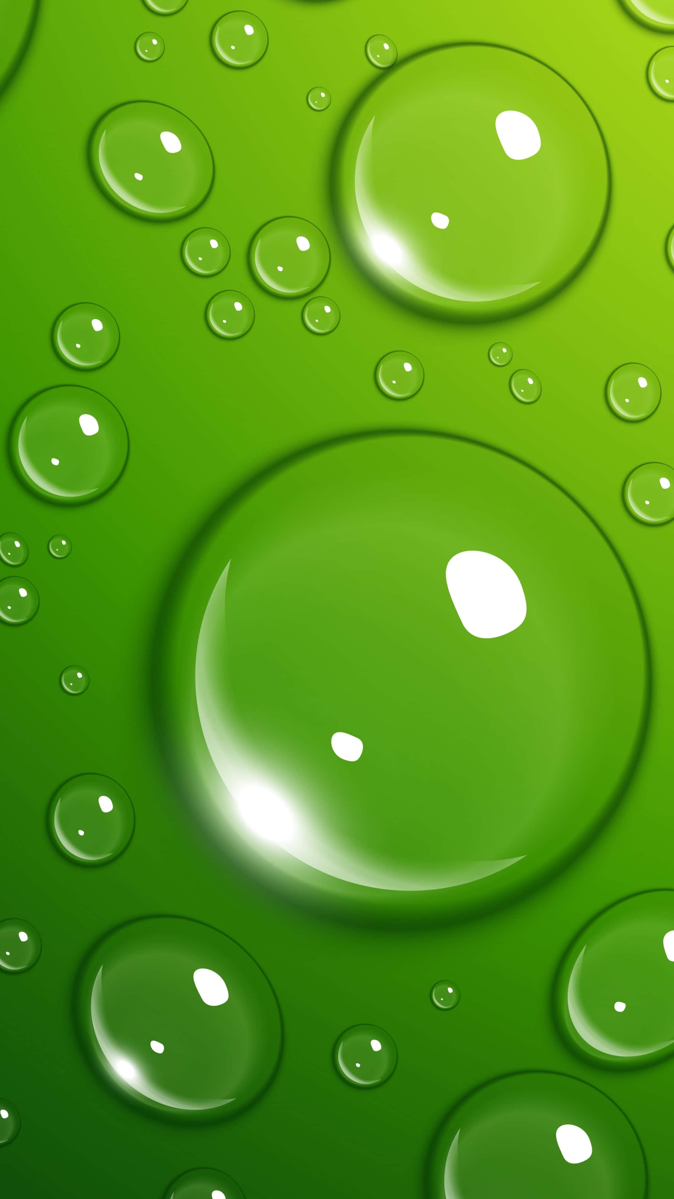 Green Phone, vibrant green, water droplets, 4K Phone Wallpaper
