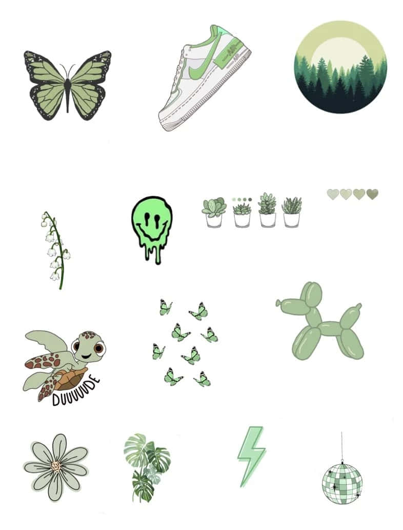 mint green, butterflies, sneakers, SD Phone Wallpaper