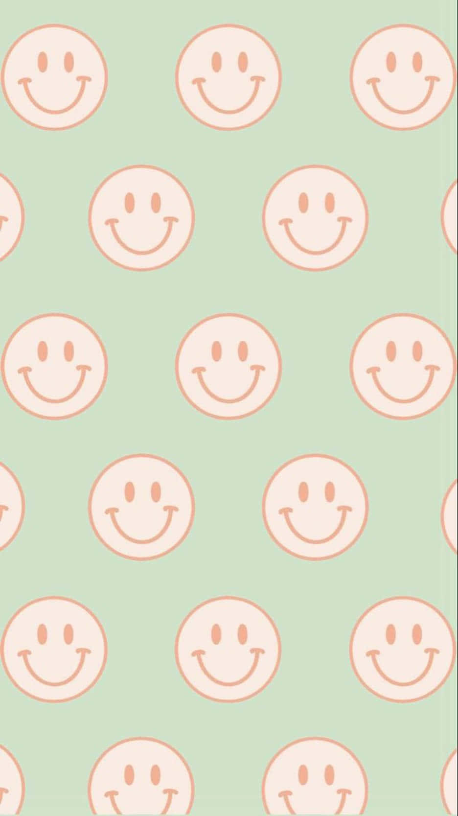 Green Preppy, smiley pattern, peach smiley faces, HD Phone Wallpaper