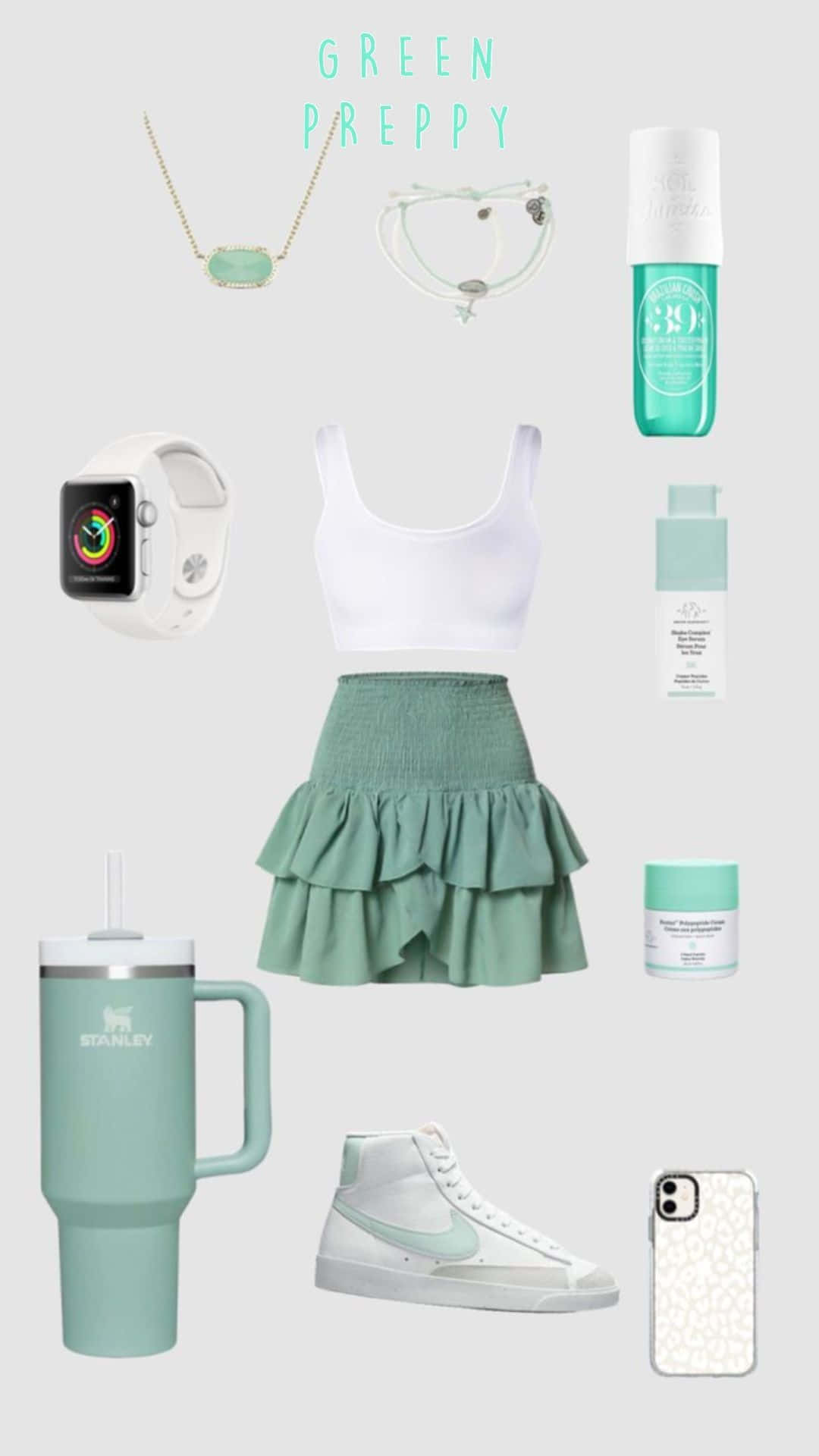 mint green, white, preppy fashion accessories, Full HD Phone Wallpaper