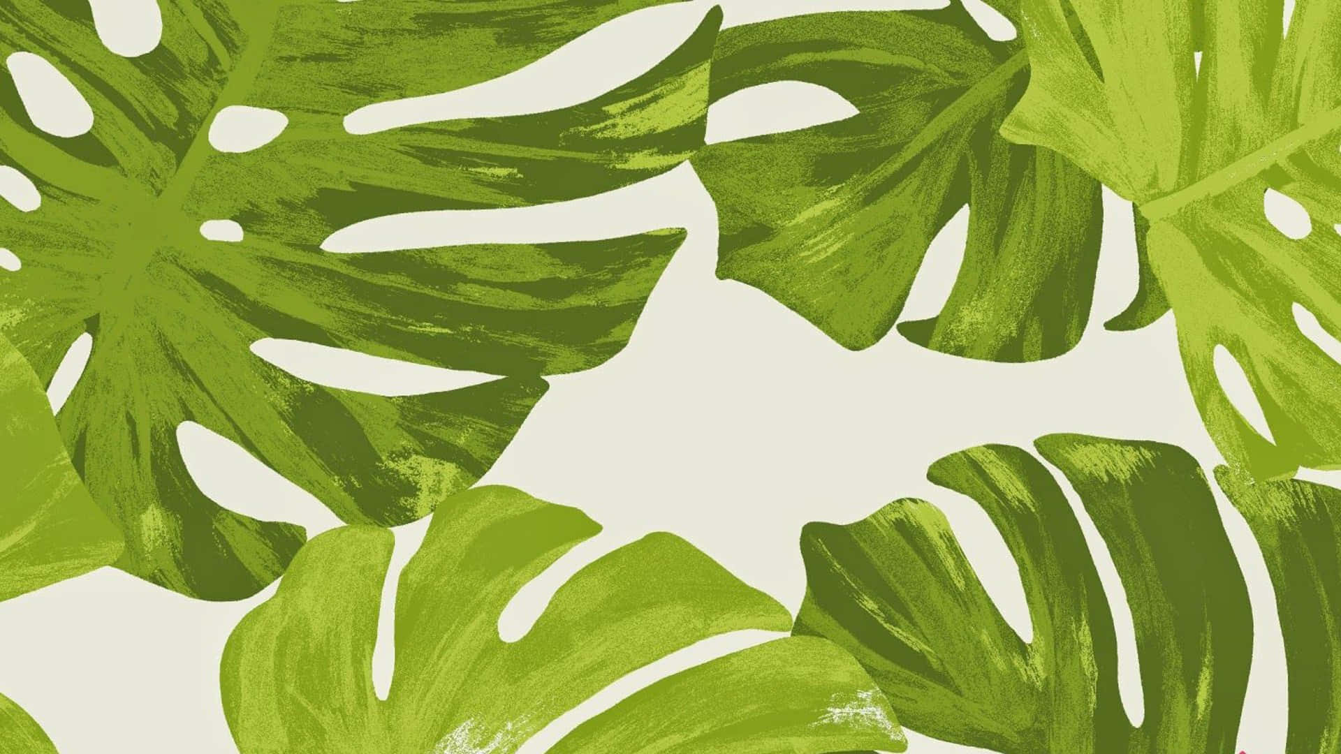 Green Monstera Leaves Pattern, vibrant green, bold white holes, Full HD Desktop Wallpaper