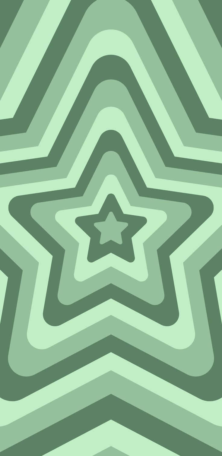 green star concentric pattern, nested stars, varying shades of green, HD Phone Wallpaper