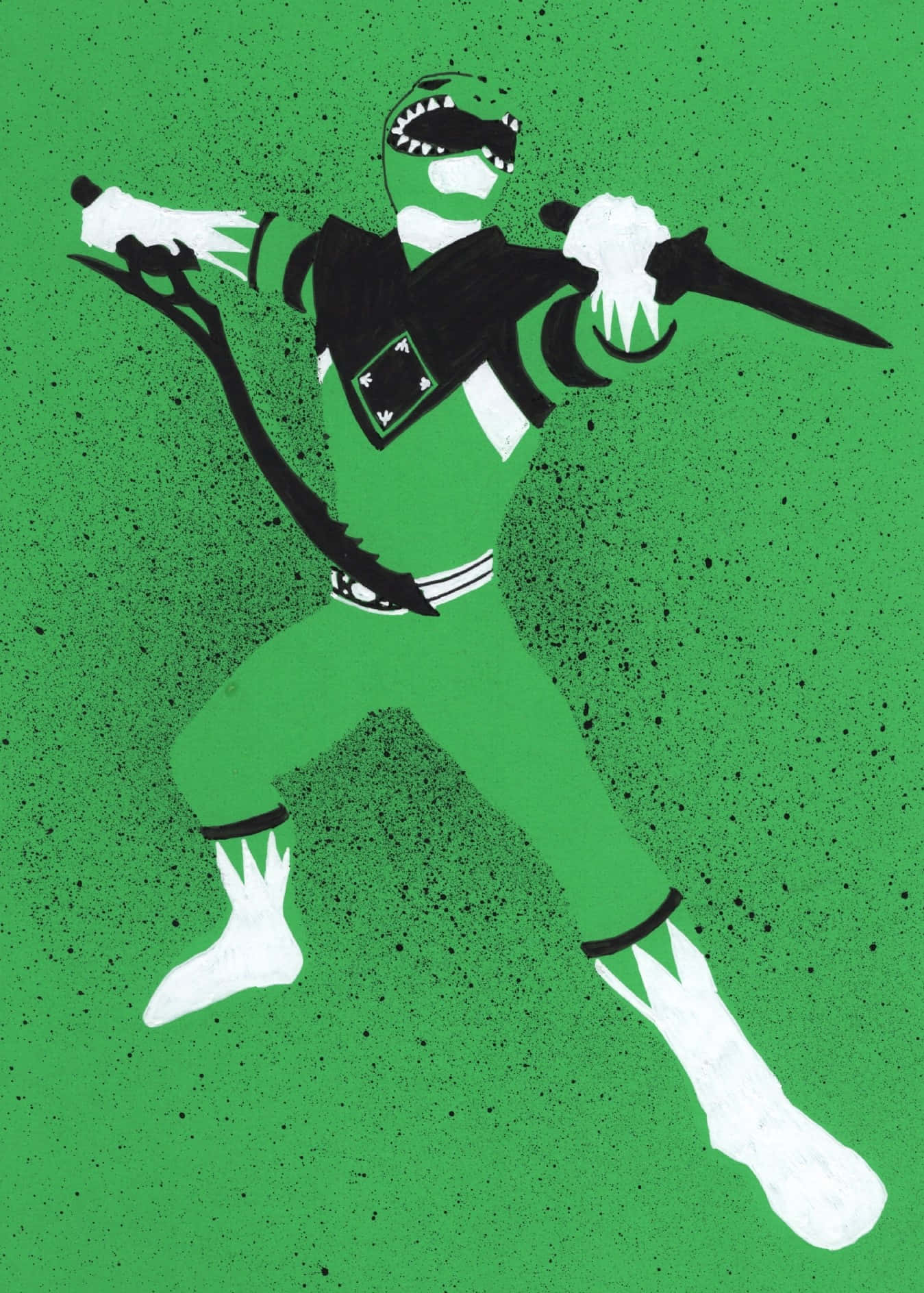 Green Ranger, dual swords, stylized, HD Phone Wallpaper