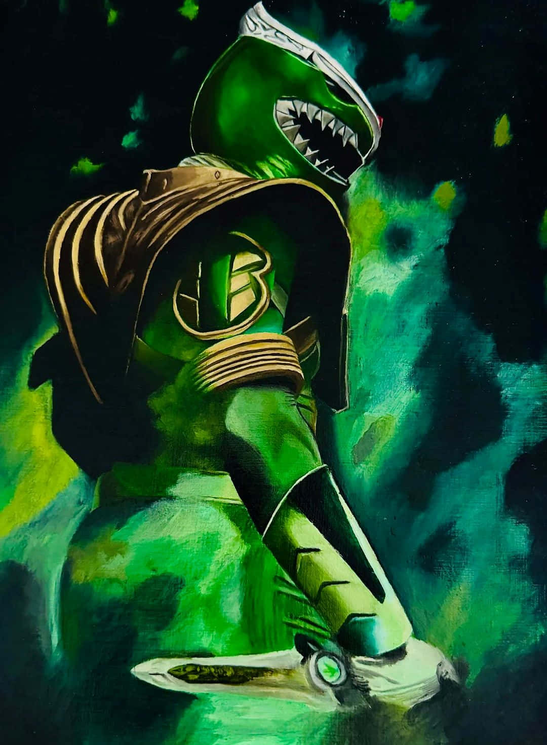 Green Ranger, dinosaur-themed helmet, armor, HD Phone Wallpaper