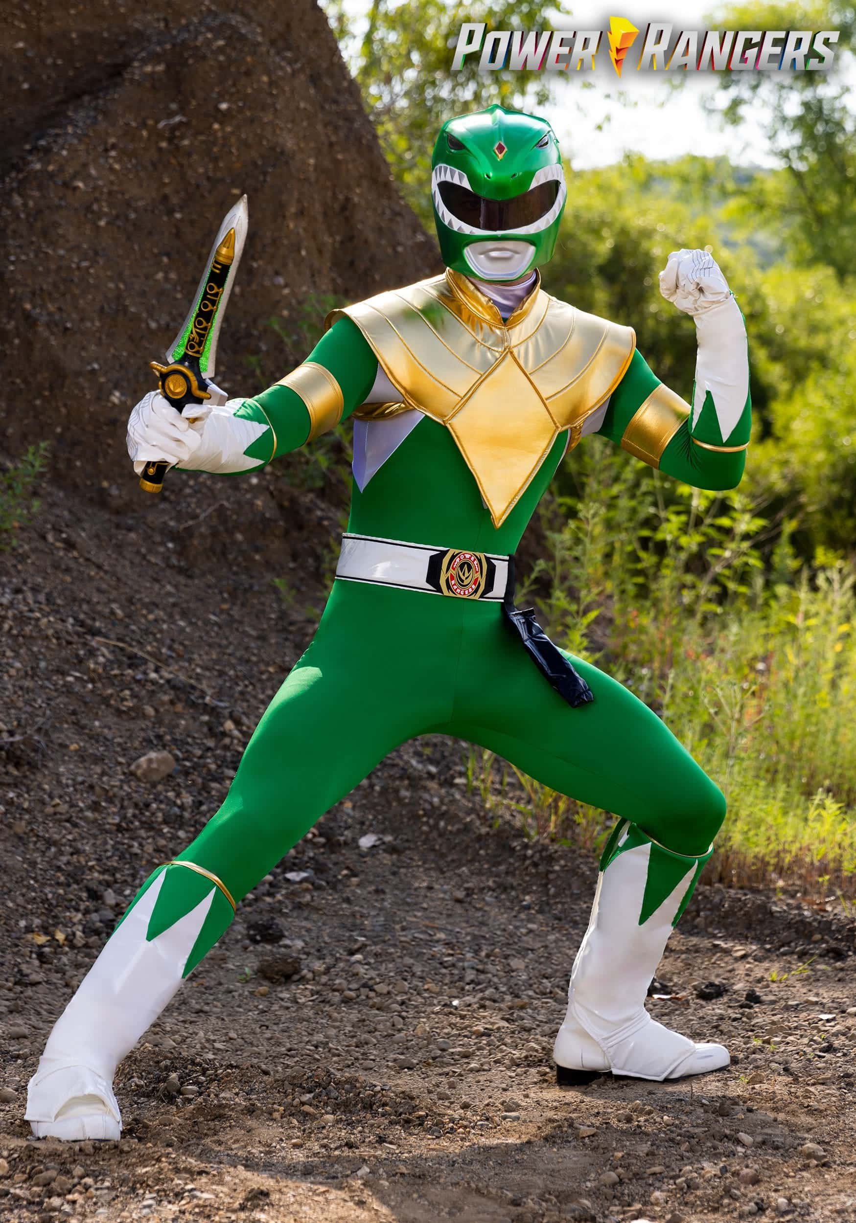 Green Ranger, full costume, sword, Full HD Phone Wallpaper