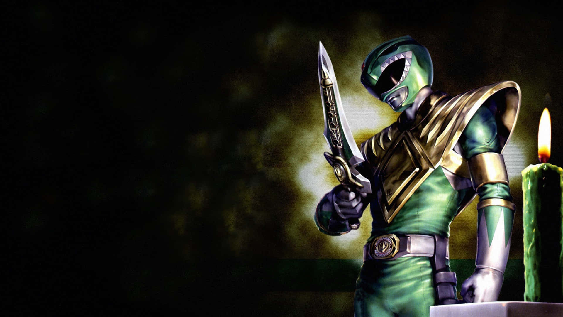 Green Ranger, gold armor, sword, Full HD Desktop Wallpaper