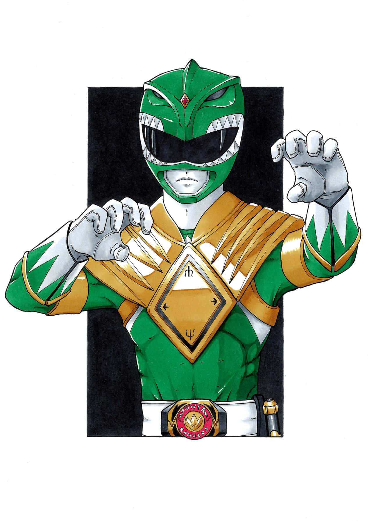 Green Ranger, full armor, fists clenched, HD Phone Wallpaper