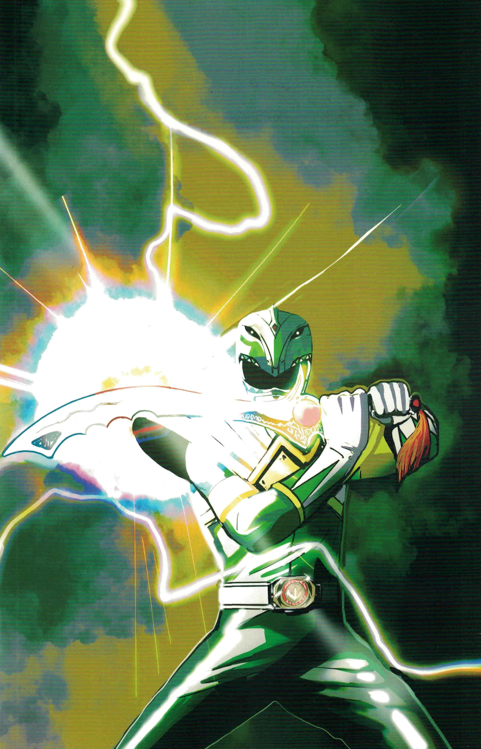 Green Ranger, power lightning, vivid green and yellow lightning, 2K Phone Wallpaper