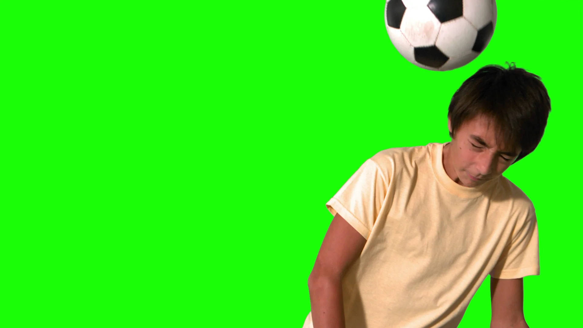 soccer ball, yellow tshirt, solid green screen background, Full HD Desktop Wallpaper