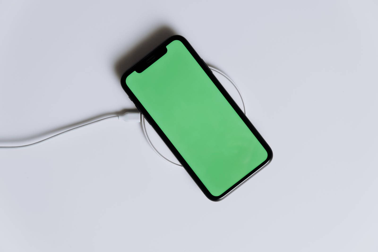 iPhone, green screen, white surface, HD Desktop Wallpaper