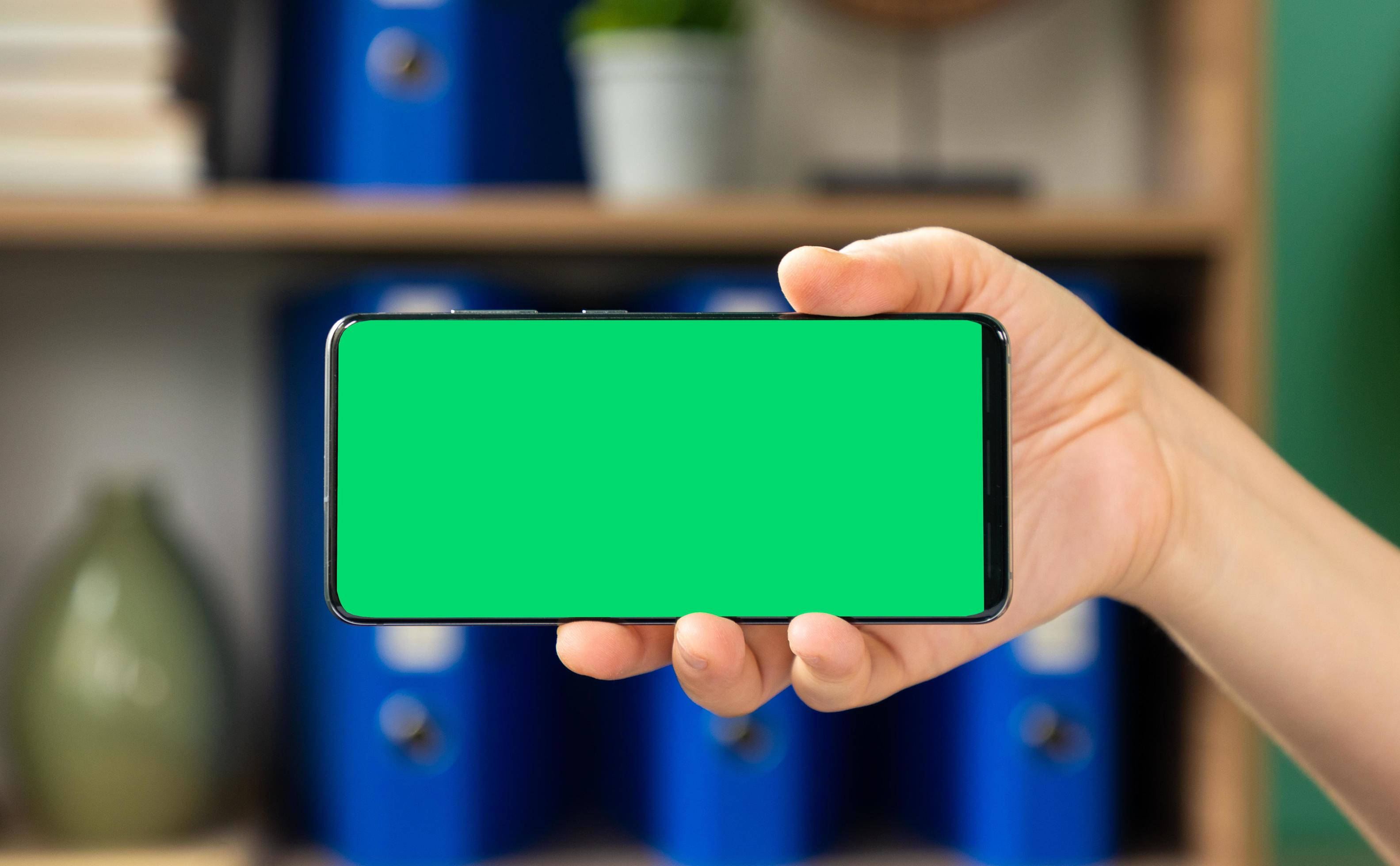 Green Screen Phone Horizontal, smartphone, solid green screen, 2K Desktop Wallpaper