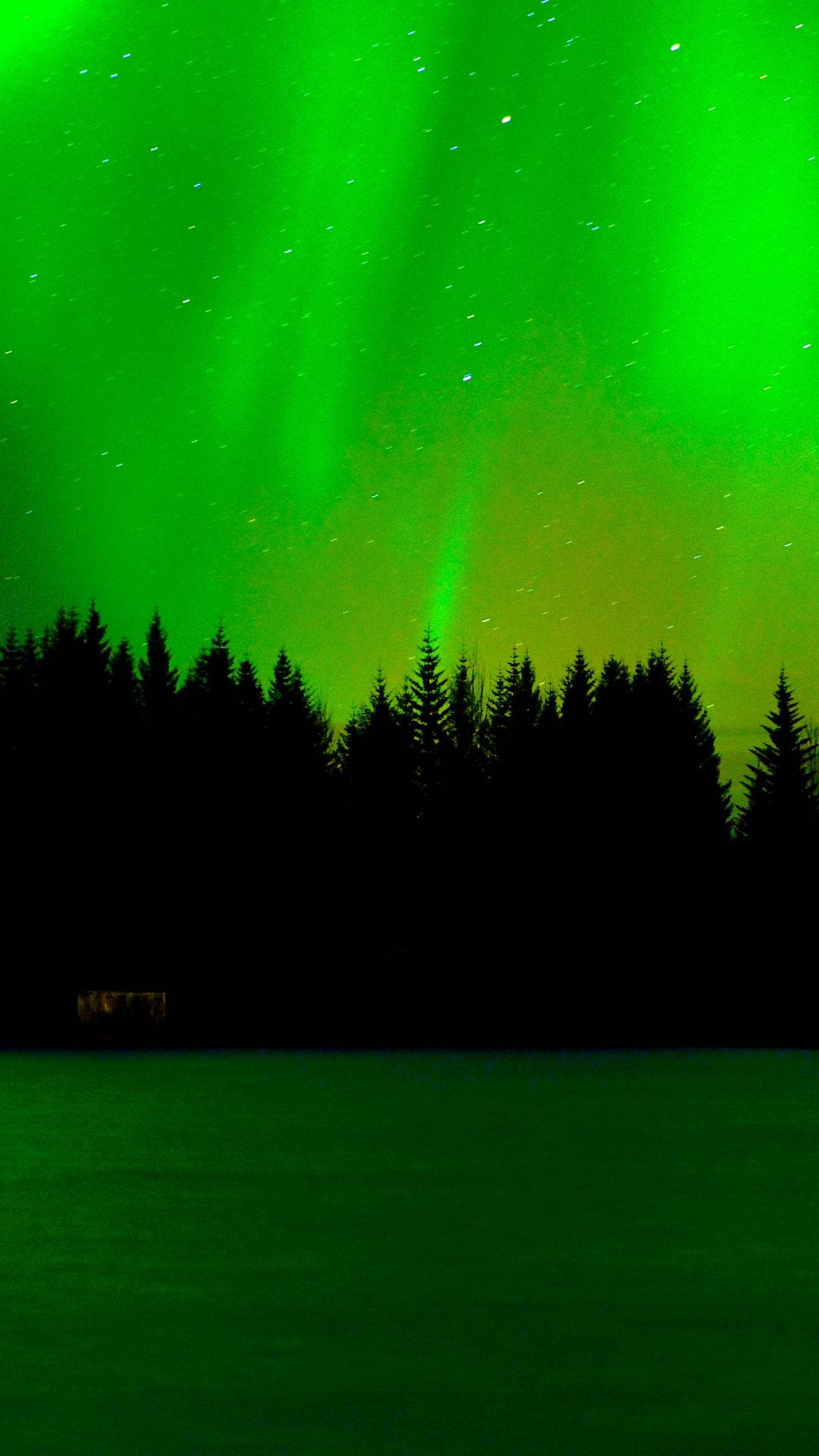 Green Sky, aurora borealis, starry night sky, Full HD Phone Wallpaper