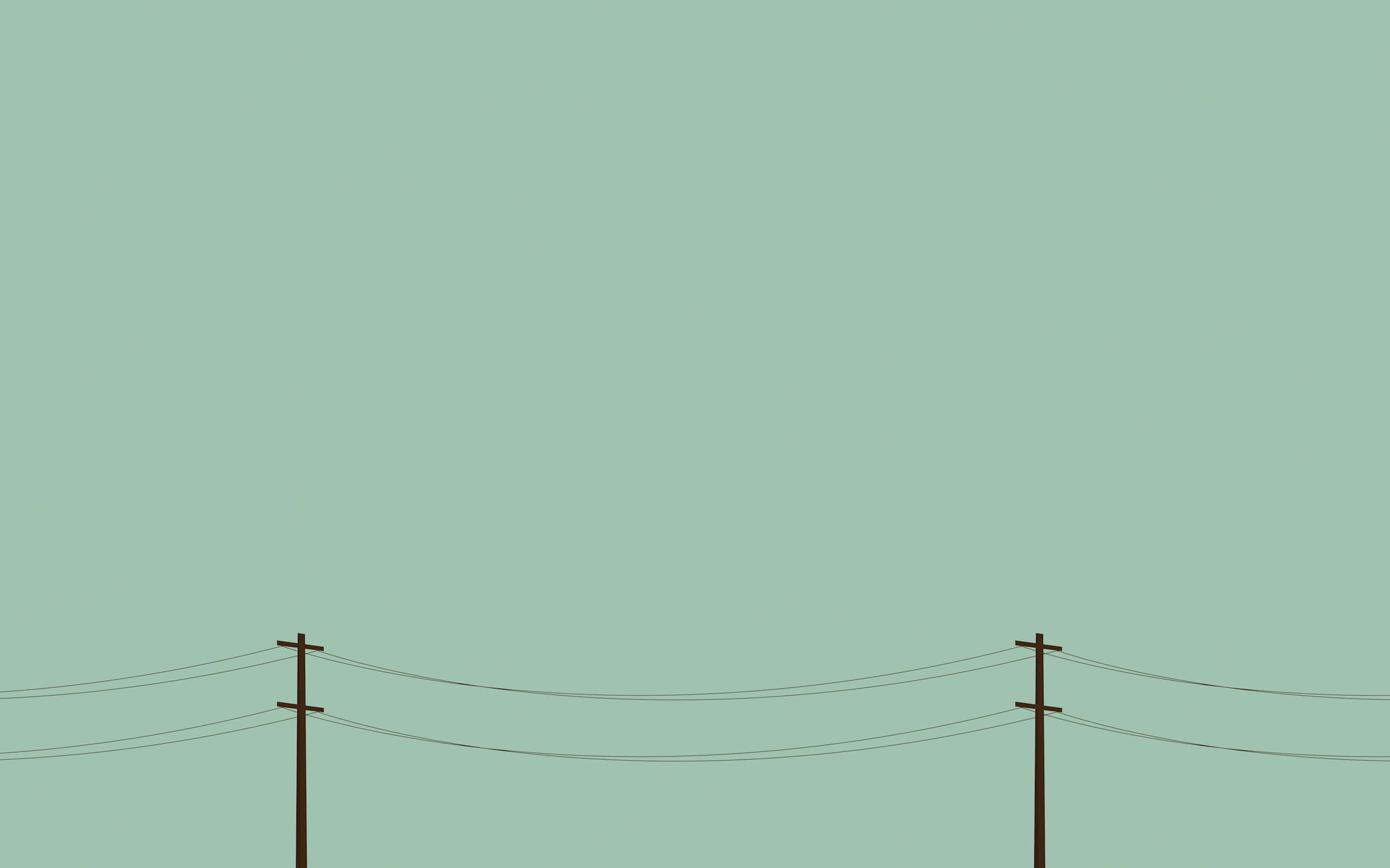 Pale Green Utility Poles, minimal background, mint green sky, 2K Desktop Wallpaper