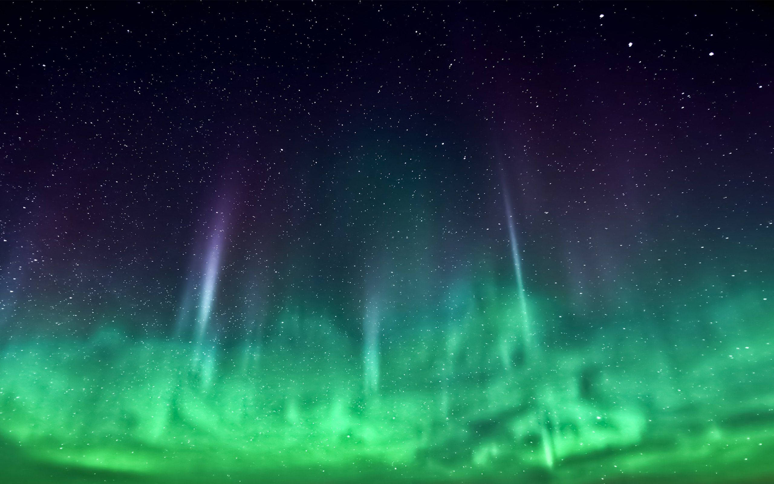 Green Sky, auroras, starry night sky, 2K Desktop Wallpaper