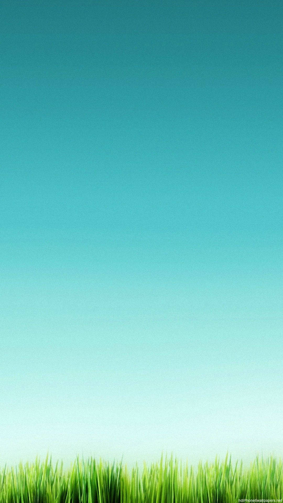 Green Sky, vibrant green grass, teal, Full HD Phone Wallpaper
