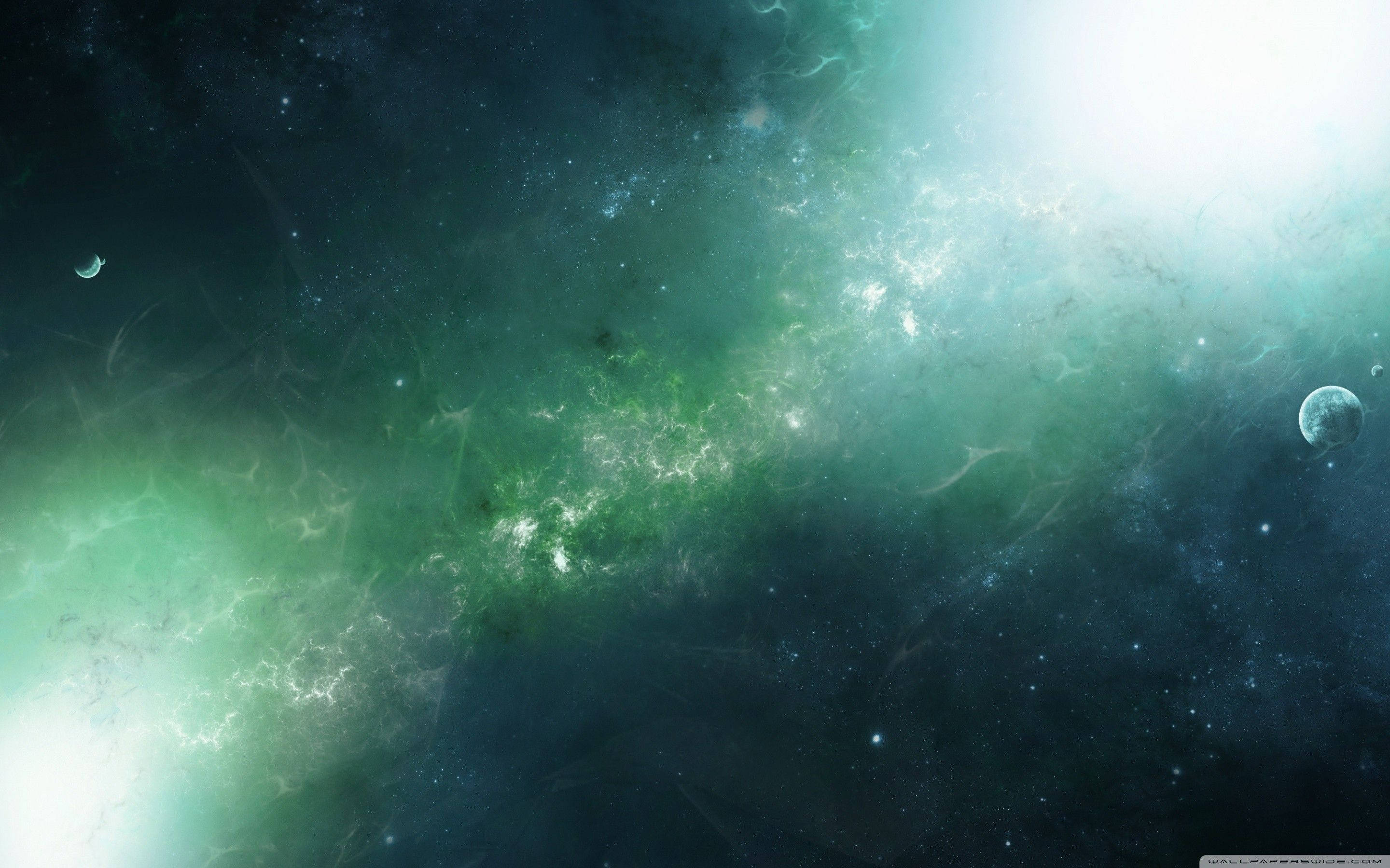 Green Sky, galaxy, cosmic nebula, 2K Desktop Wallpaper