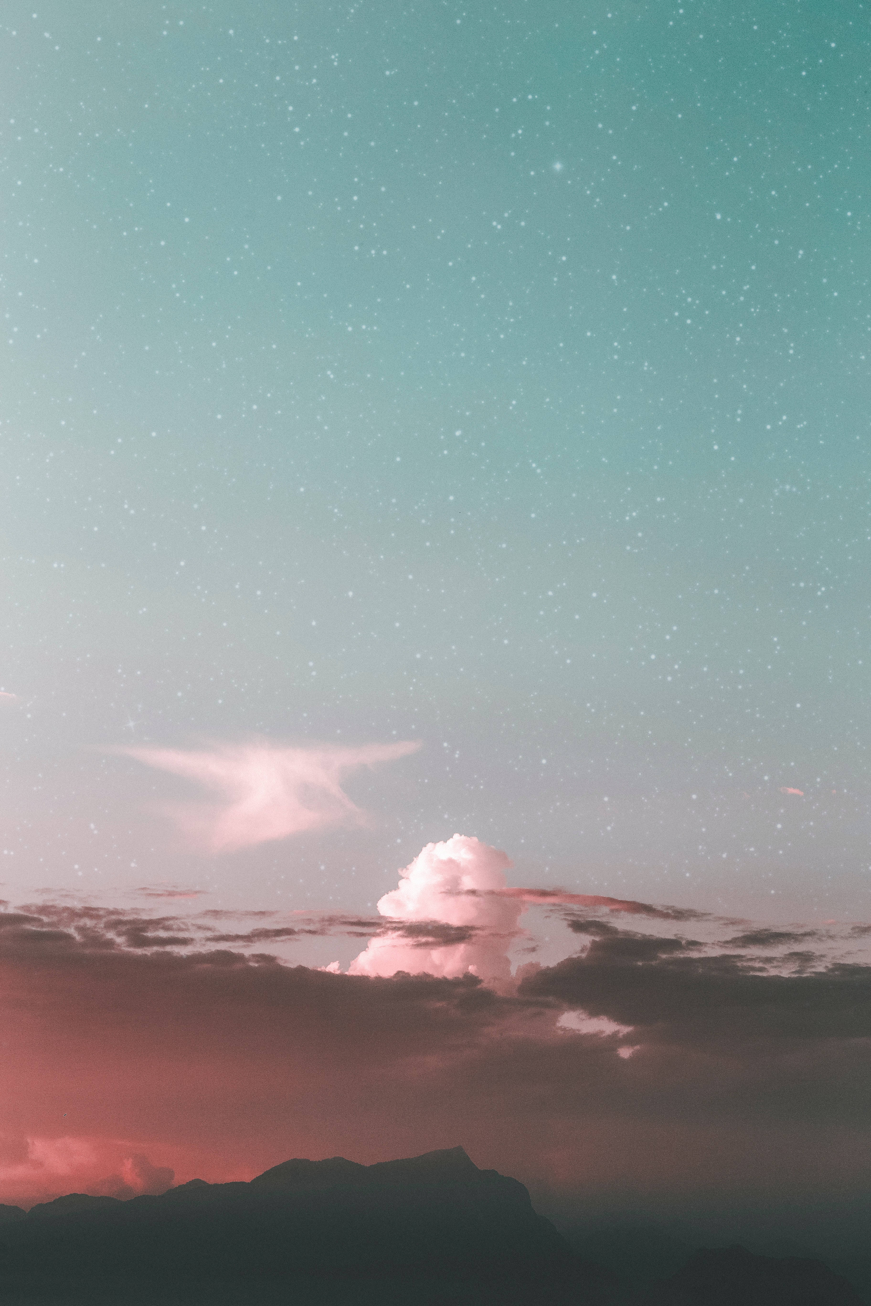 Vintage Cloud iPhone, pink clouds, twilight sky, 5K Phone Wallpaper