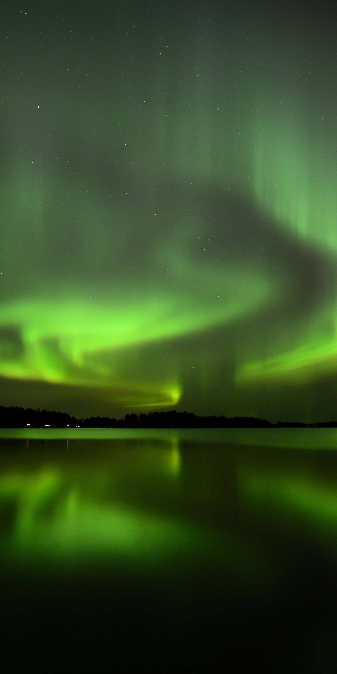 Green Sky, aurora borealis, starry night sky, Full HD Phone Wallpaper