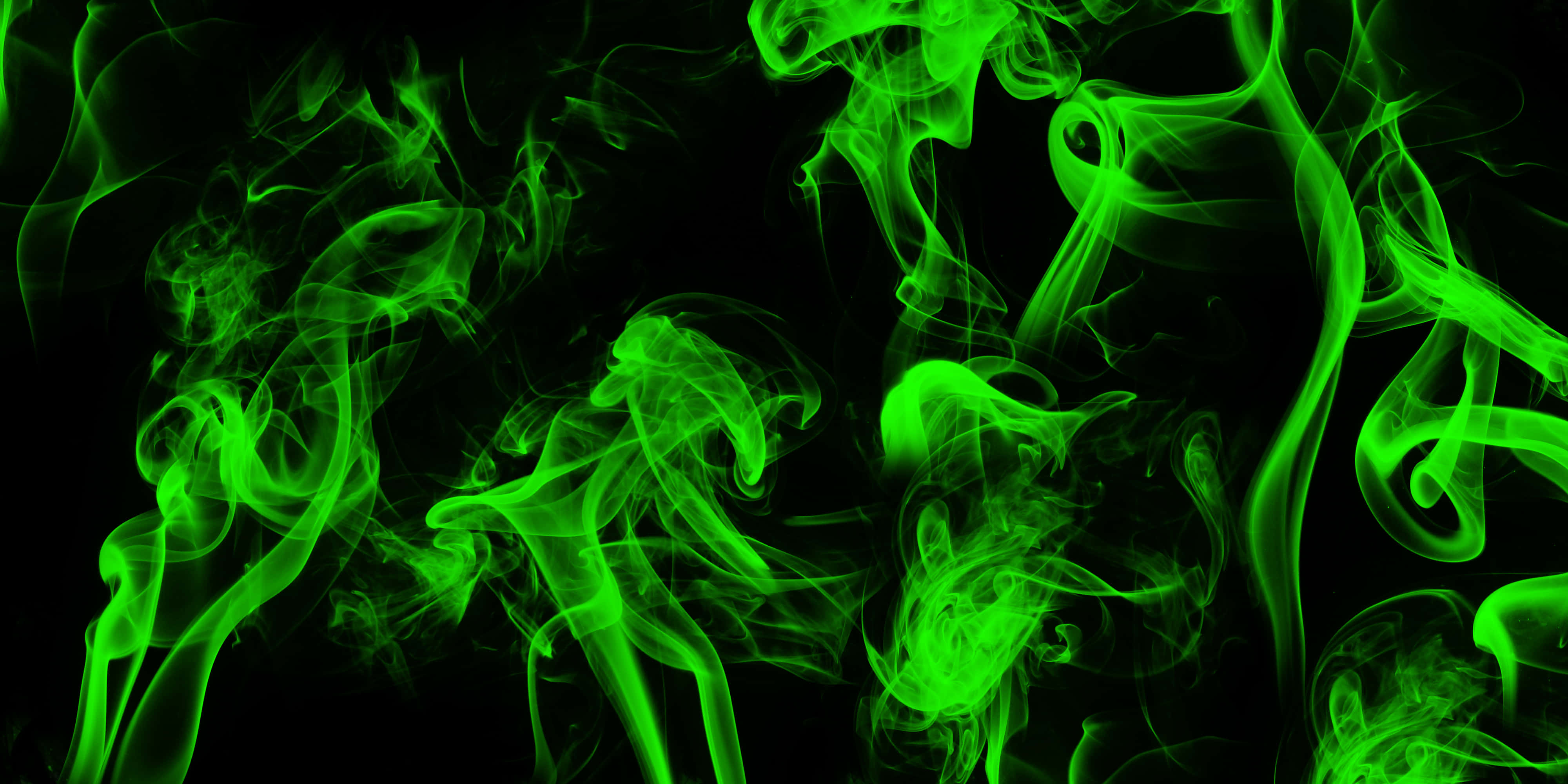neon green smoke, vibrant neon green smoke, pure black background, 4K Desktop Wallpaper