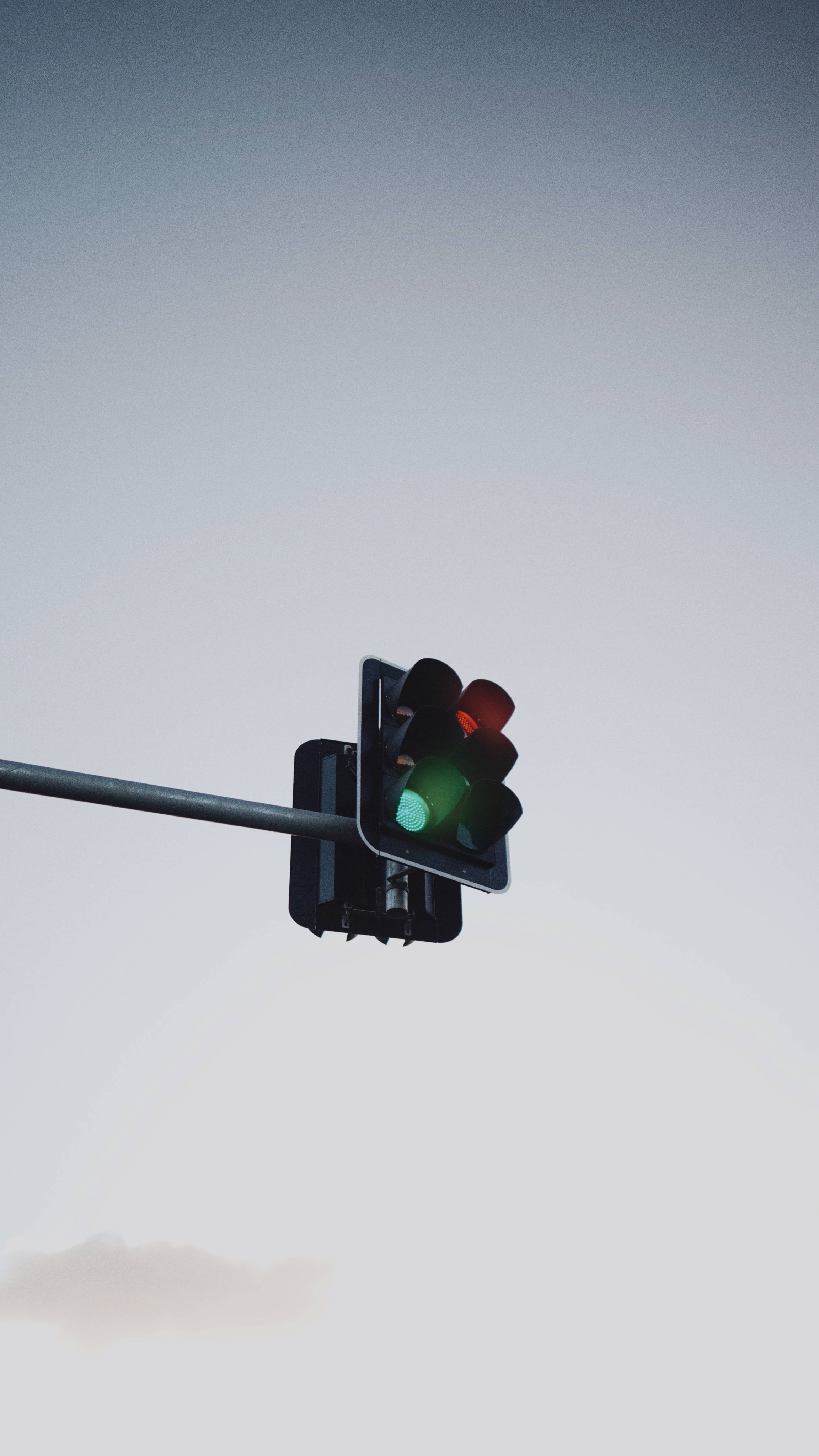 traffic light, green, bright blue sky, 4K Phone Wallpaper