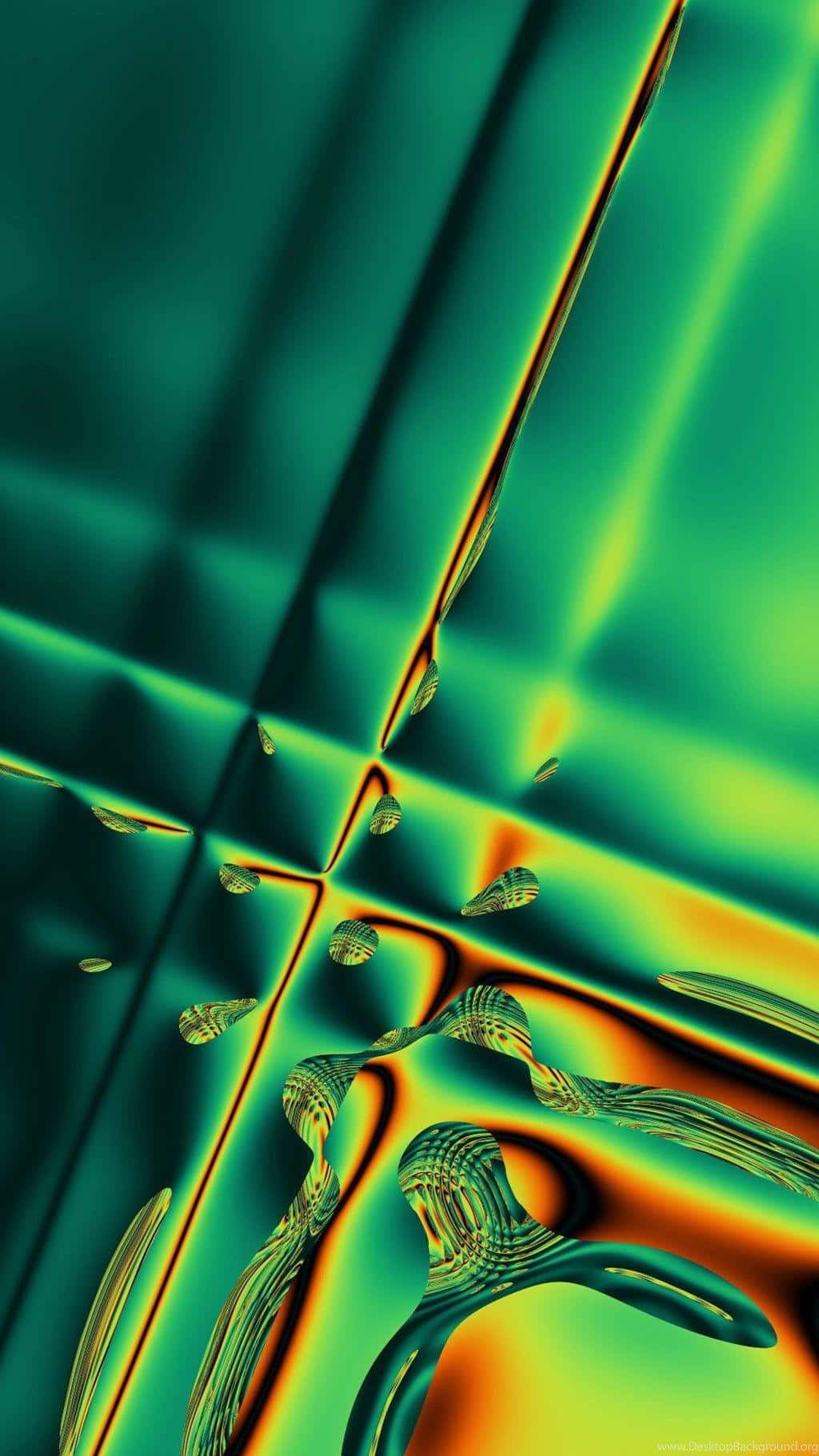 Green Phone, vibrant abstract digital art, flowing green and orange gradients, HD Phone Wallpaper