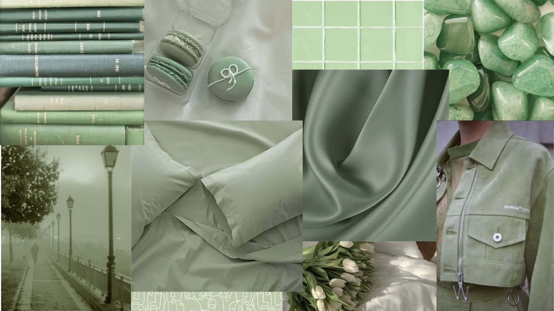 mint green, sage green, soft monochromatic tones, Full HD Desktop Wallpaper